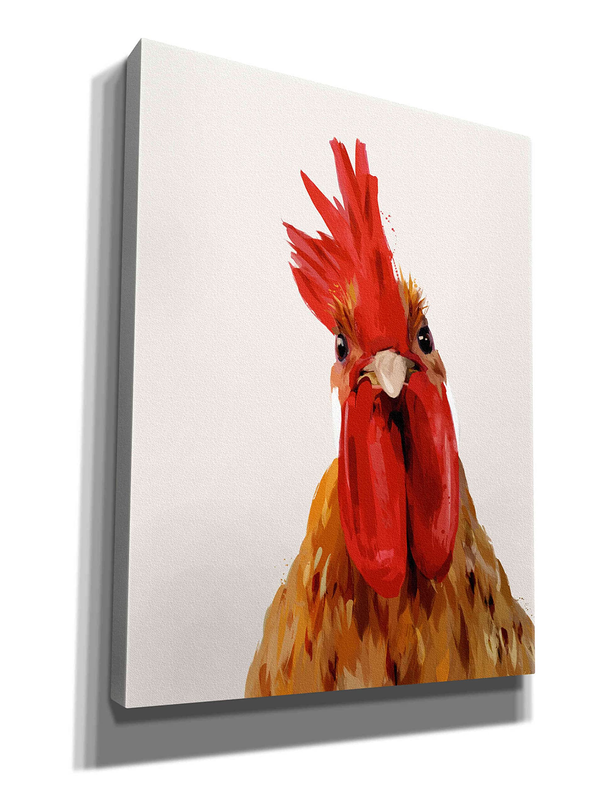 Green Lili 'Chicken or The Egg' Giclee Canvas Wall Art Print - 26x34 Inches Modern Home Decor for Living Room, Bedroom & Office