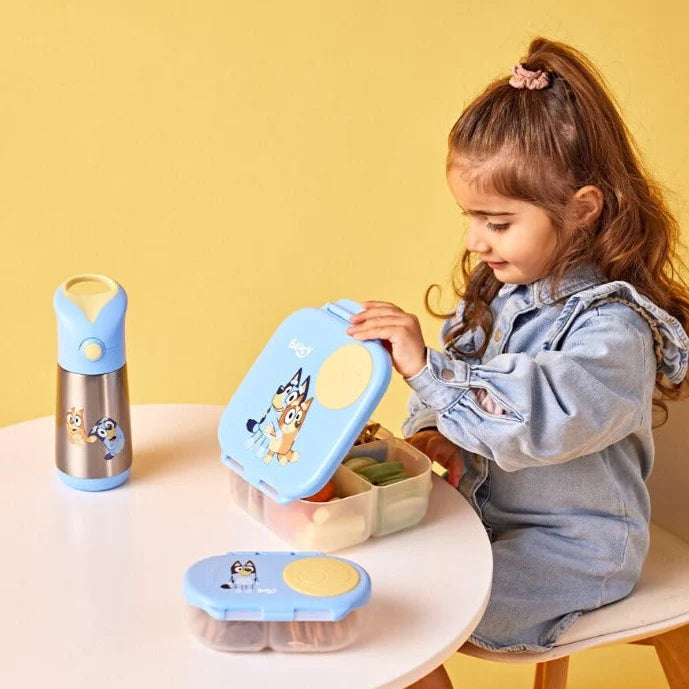 b.box Insulated Drink Bottle 350ml - Leak Proof Kids Water Bottle with Straw, Bluey Design - Perfect for School, Travel & Outdoor Activities