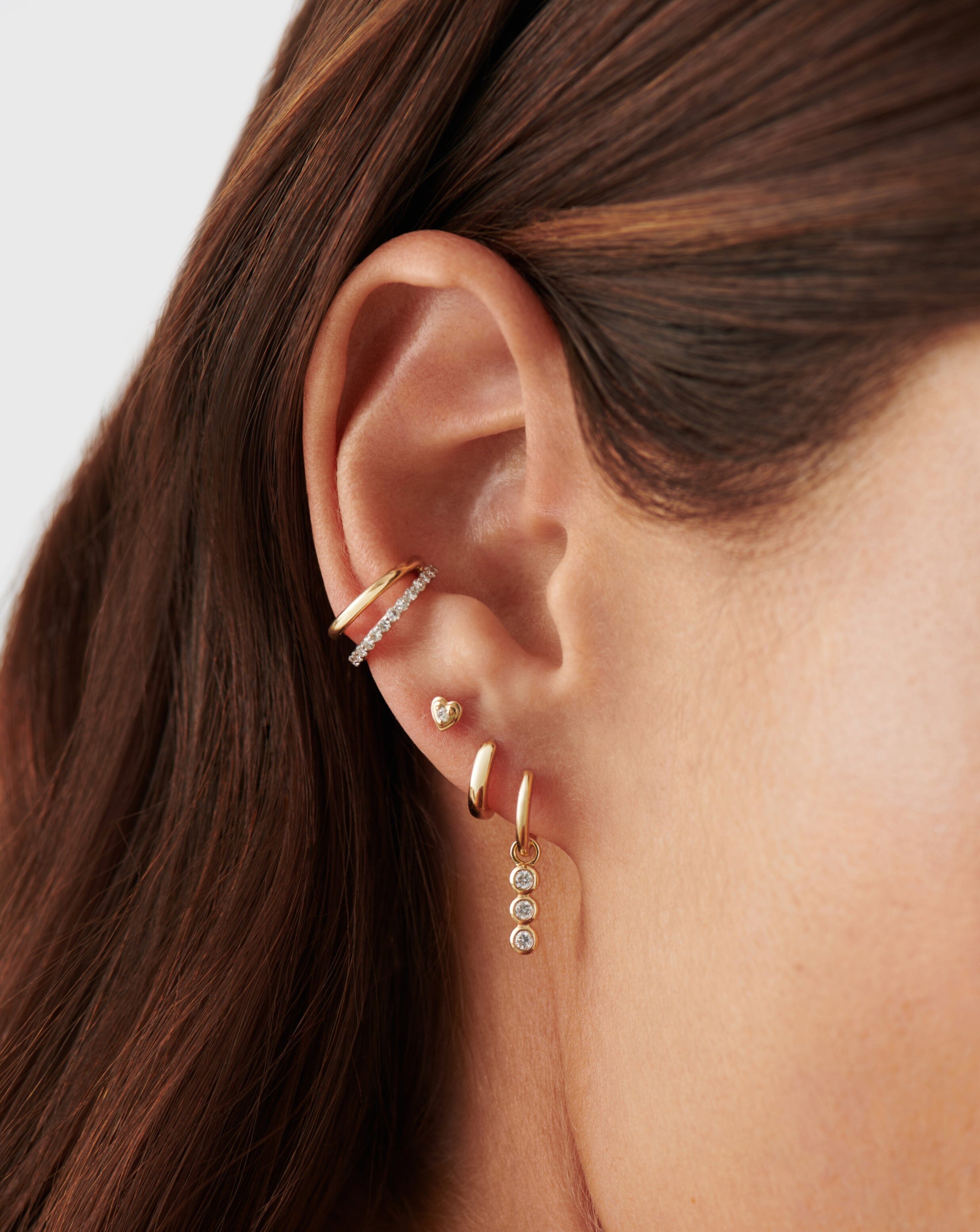 Exquisite 14K Gold Diamond Heart Stud Earrings for Women - Perfect Gift for Valentine's Day, Anniversary & Special Occasions
