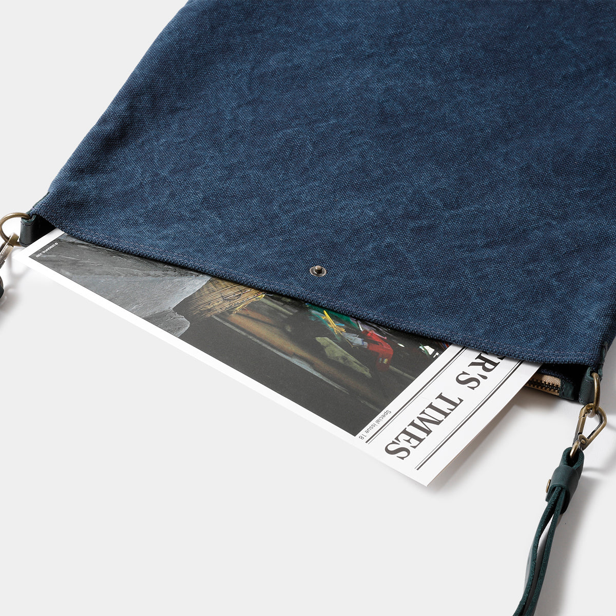 TRAVELER'S COMPANY Canvas Shoulder Bag - Medium Size in Blue | Durable Travel & Everyday Carry Bag for Commuting, Work & Outdoor Adventures