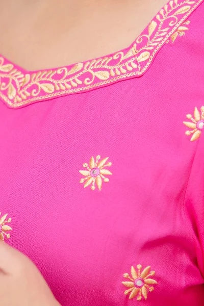 Stylish Pink Bandhani Anarkali Plus Size Kurti Dupatta Set of 2 - Elegant Indian Ethnic Outfit for Women, Perfect for Weddings, Festivals & Special Occasions