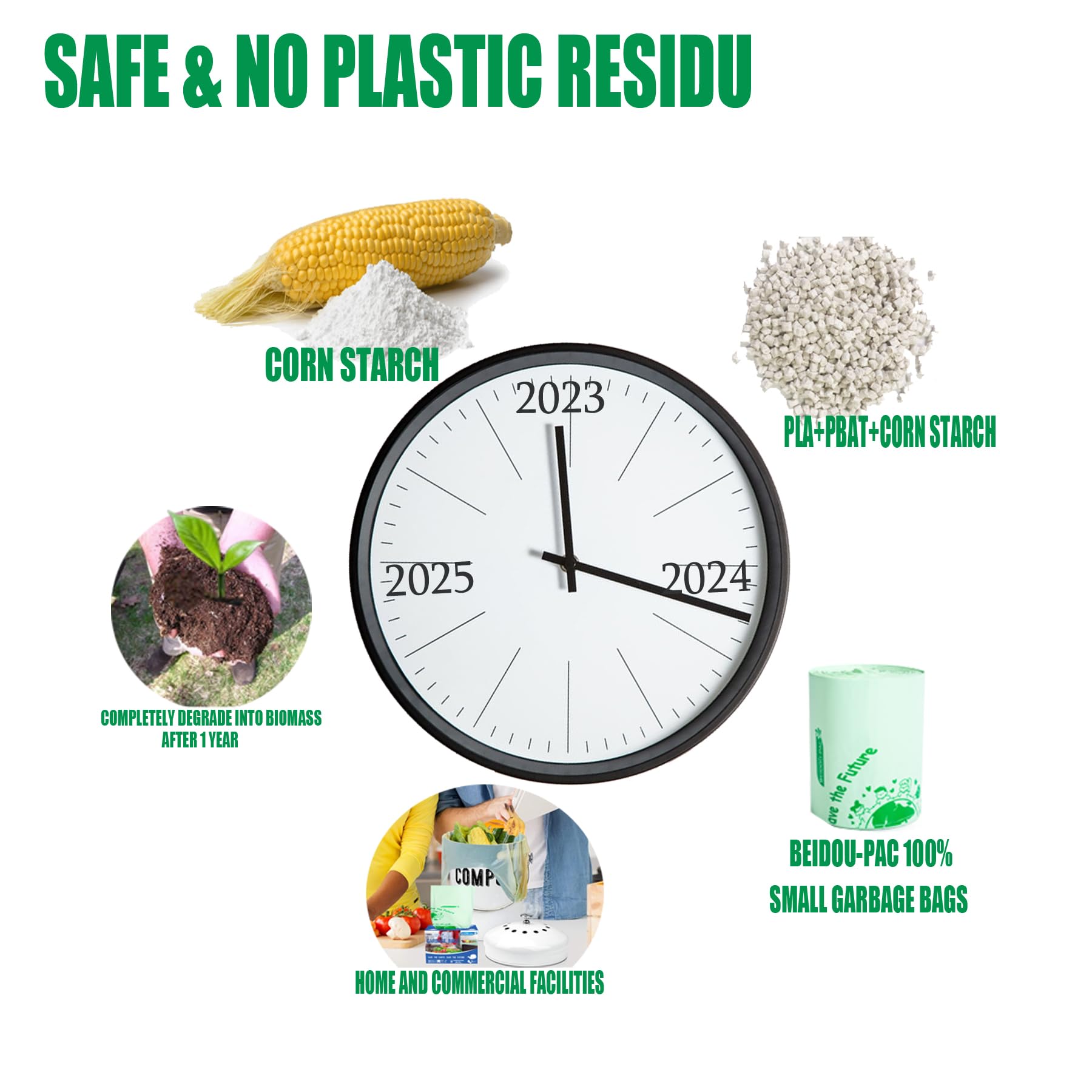 Eco-Friendly 3 Gallon Compostable Trash Bags with Handles - 200 Count Biodegradable Kitchen Waste Bags for Food Scraps & Organic Waste | ASTM D6400 & BPI Certified | Perfect for Home Composting, Kitchen Waste Disposal & Sustainable Living