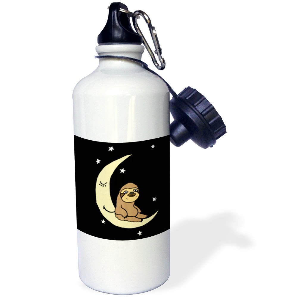 3dRose Funny Sloth Sitting on Moon with Stars Design Insulated Water Bottle - Perfect for Outdoor Adventures, Gym & School