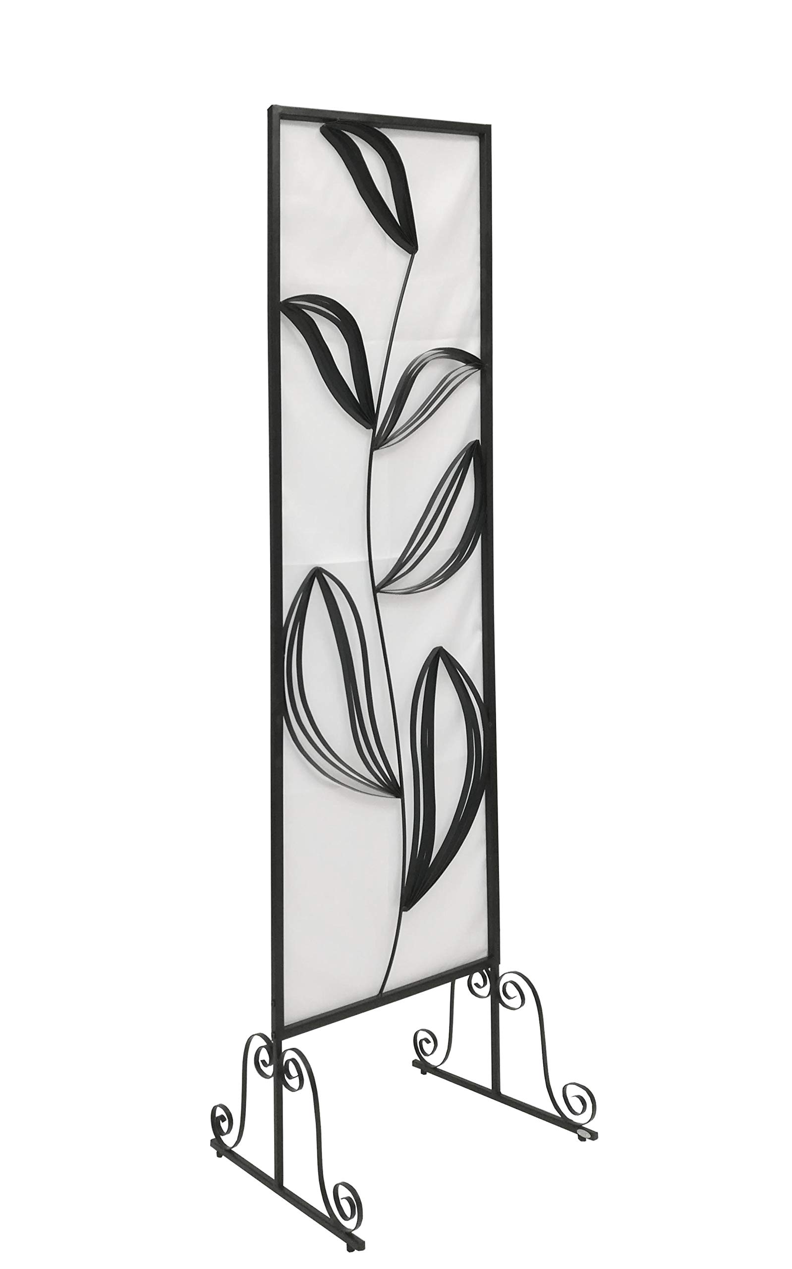 FixtureDisplays® 6-Panel White Flower Room Divider - Privacy Partition Screen with Straight Line Design for Home, Office & Events - Decorative Backdrop Wall Art (Model 10022-2D) | Perfect for Living Rooms, Wedding Decor & Studio Photography