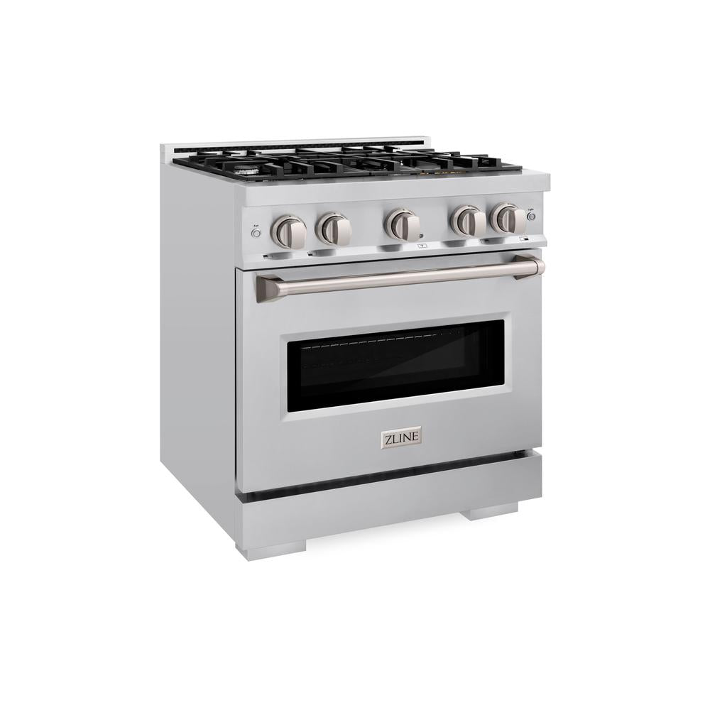 ZLINE CGR30 30-Inch 4.2 cu. ft. Stainless Steel Gas Range with 4-Burner Cooktop & Convection Oven - Perfect for Home Kitchens, Baking, and Family Cooking