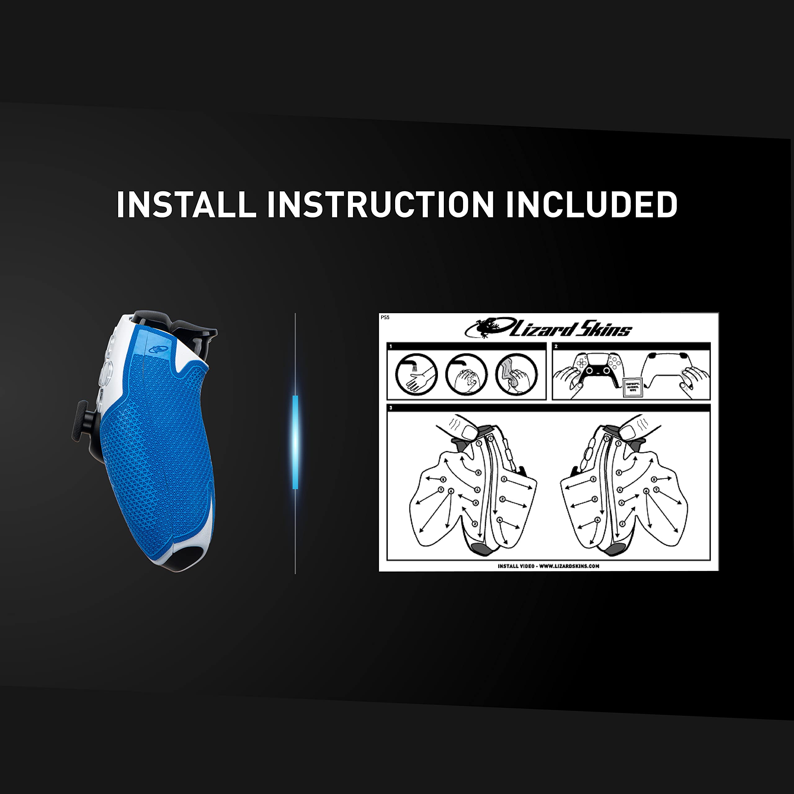 Lizard Skins DSP Grip for PS5 Dualsense Controller - Blue | Enhanced Gaming Comfort & Control | Perfect for Long Gaming Sessions & Competitive Play