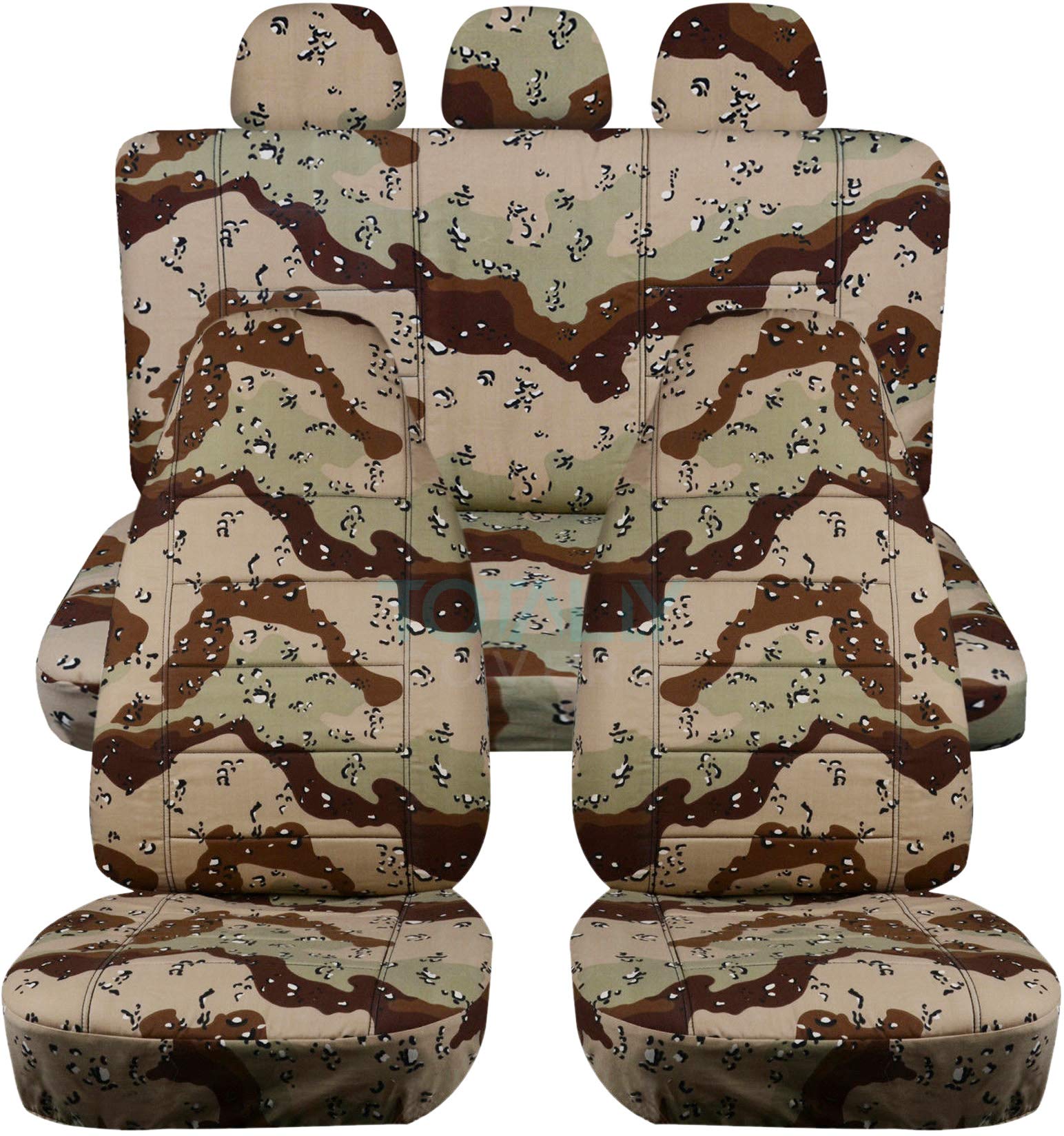 Desert Storm Camouflage Car Seat Covers Full Set with 3 Rear Headrest Covers - Semi-Custom Fit for Any Car, Truck, Van, RV or SUV - 22 Camo Patterns Available - Perfect for Outdoor Adventures, Hunting & Off-Roading