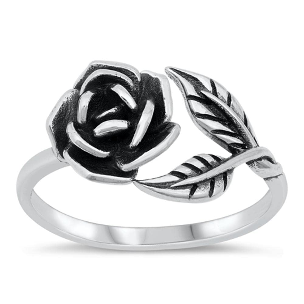 Vintage Rose Romance Love Valentine Ring .925 Sterling Silver Band Sizes 4-10 - Perfect for Anniversaries, Weddings & Romantic Gifts
