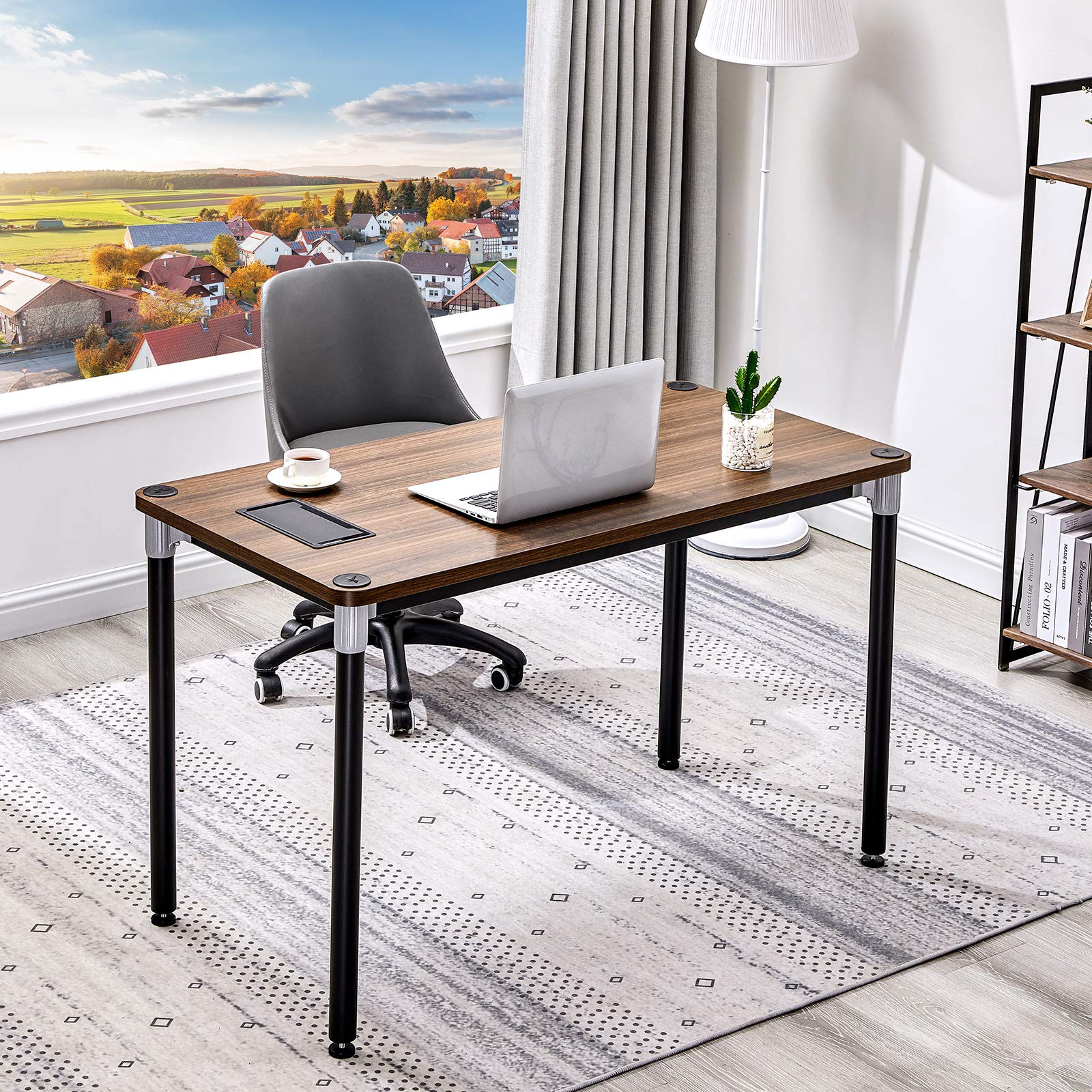 GreenForest 47-inch Computer Desk - Modern Home Office Writing Desk, Small PC Table with Sturdy Workstation in Walnut Finish | Perfect for Remote Work, Gaming & Study Spaces