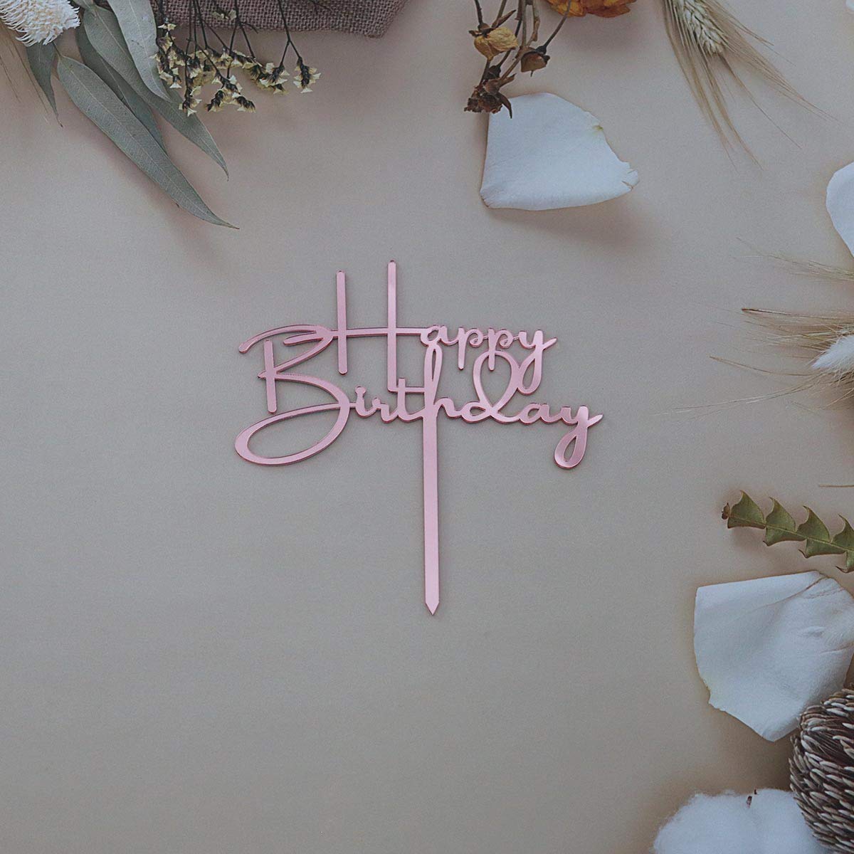 Happy Birthday Cake Topper - Rose Gold Acrylic Mirror Party Decorations for Birthday Cakes, Cupcakes & Desserts | Perfect for Birthday Parties, Baby Showers & Wedding Celebrations