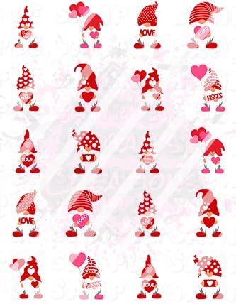 Valentine's Day Gnome Nail Art Decals - Cute DIY Nail Stickers for Valentine's Gifts, Party Nail Decorations & Romantic Date Night Looks