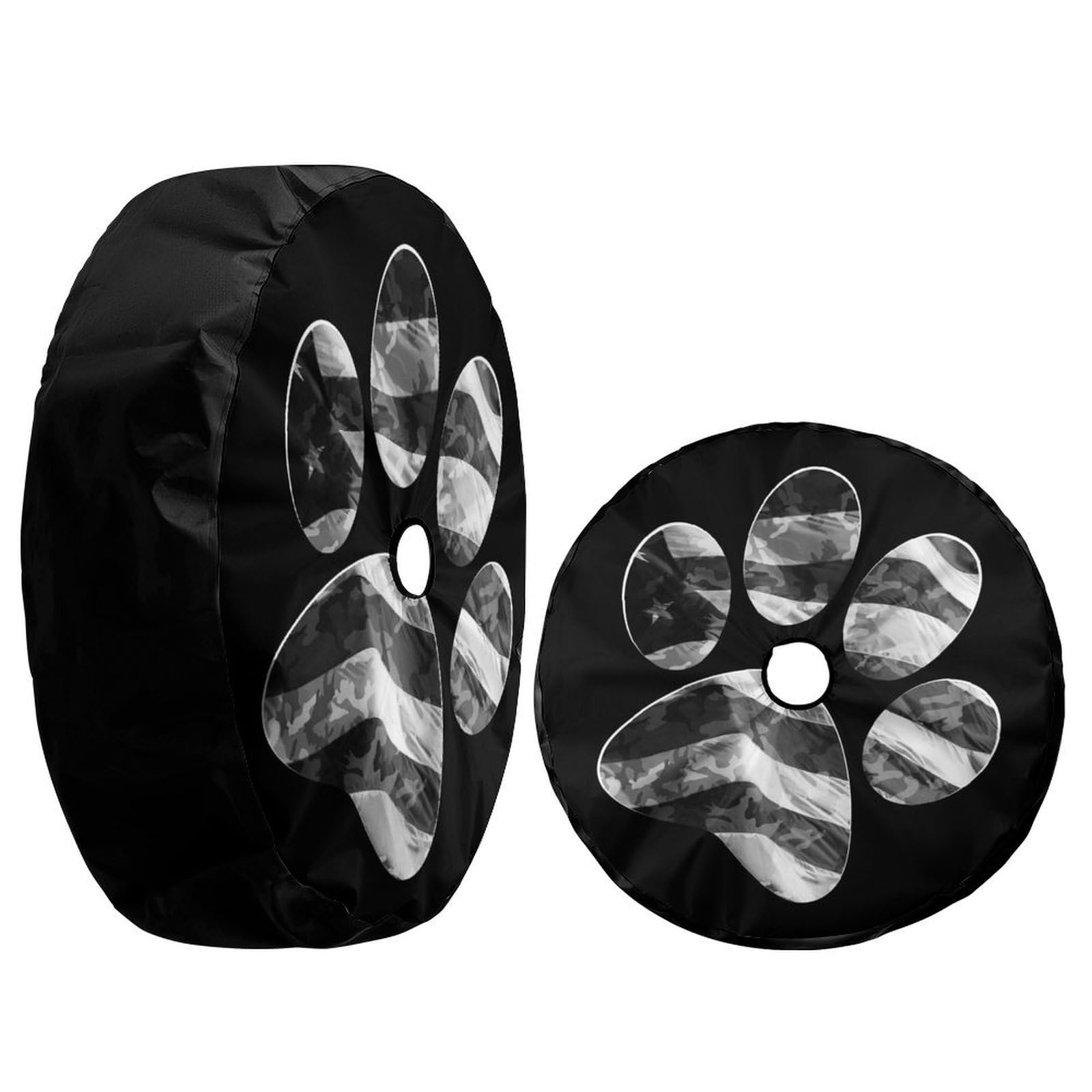 Foruidea Paws USA Flag Spare Tire Cover with Backup Camera Hole - 16 Inch Wheel Tire Cover for Trailer, RV, SUV & Most Vehicles | Durable Waterproof Design for Road Trips & Outdoor Adventures
