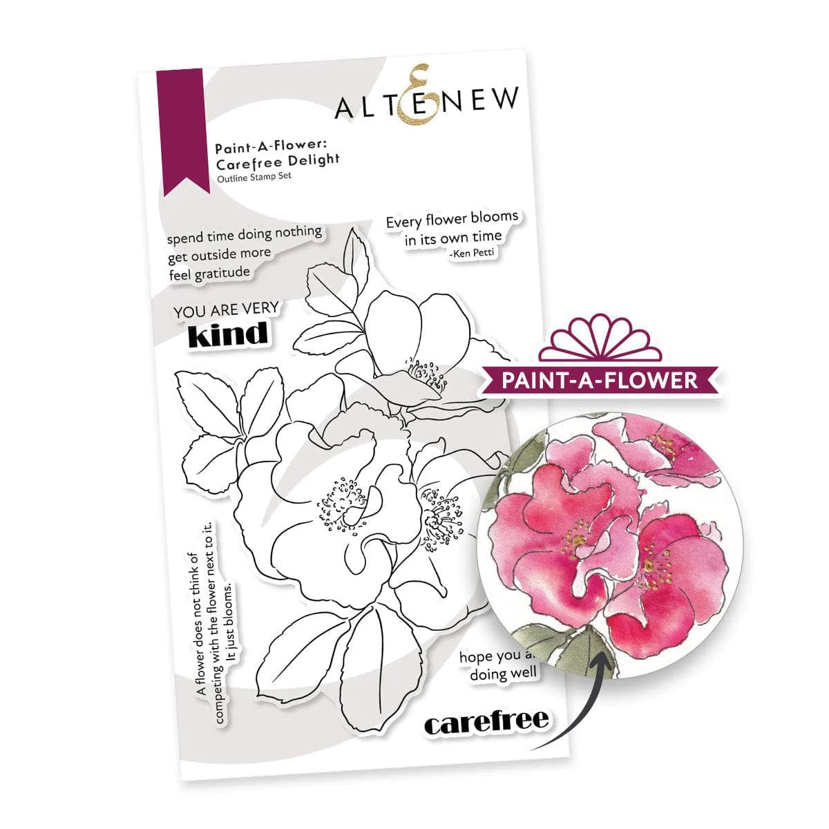 Paint A Flower: Carefree Delight Outline Stamp Set for DIY Art, Scrapbooking & Card Making - Perfect for Handmade Greeting Cards, Journaling & Craft Projects