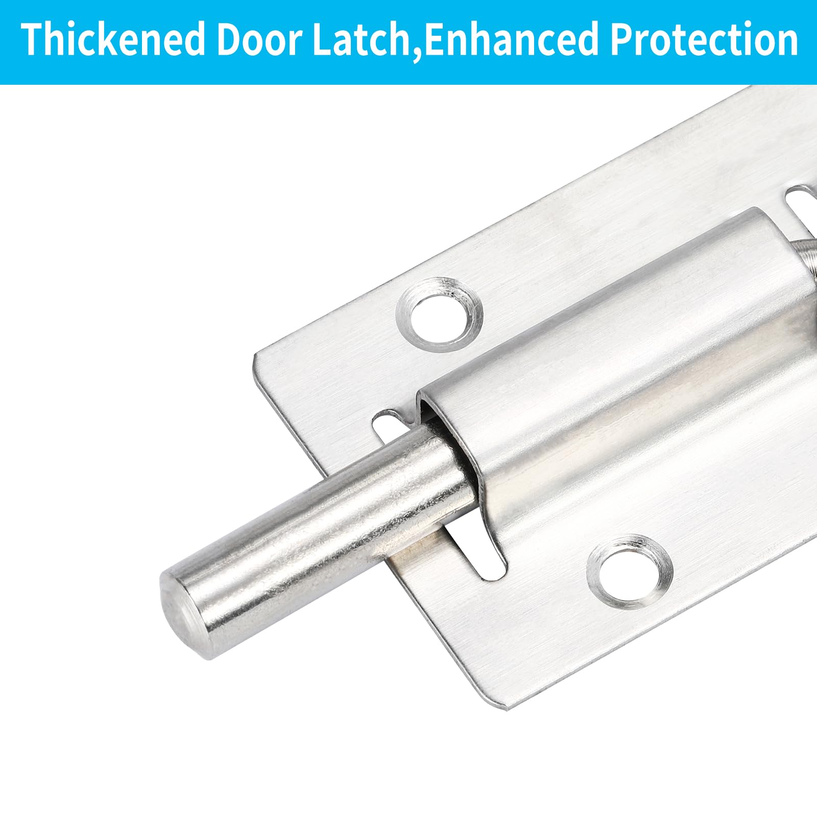 3 Inch Stainless Steel Security Slide Bolt Latch Lock - Heavy Duty Gate & Door Sliding Lock (4 Pack) - Easy Installation for Home, Garage, Shed & Fence Security