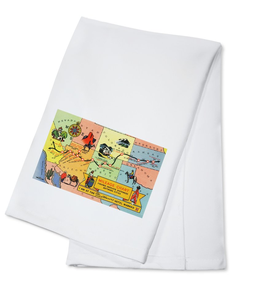 Vintage Fred Harvey Hotel Locations Map Tea Towel - 100% Cotton Decorative Hand & Kitchen Towel for Home Decor (CA to KS Route) | Perfect for Retro Kitchen, Farmhouse Decor & Travel Enthusiasts