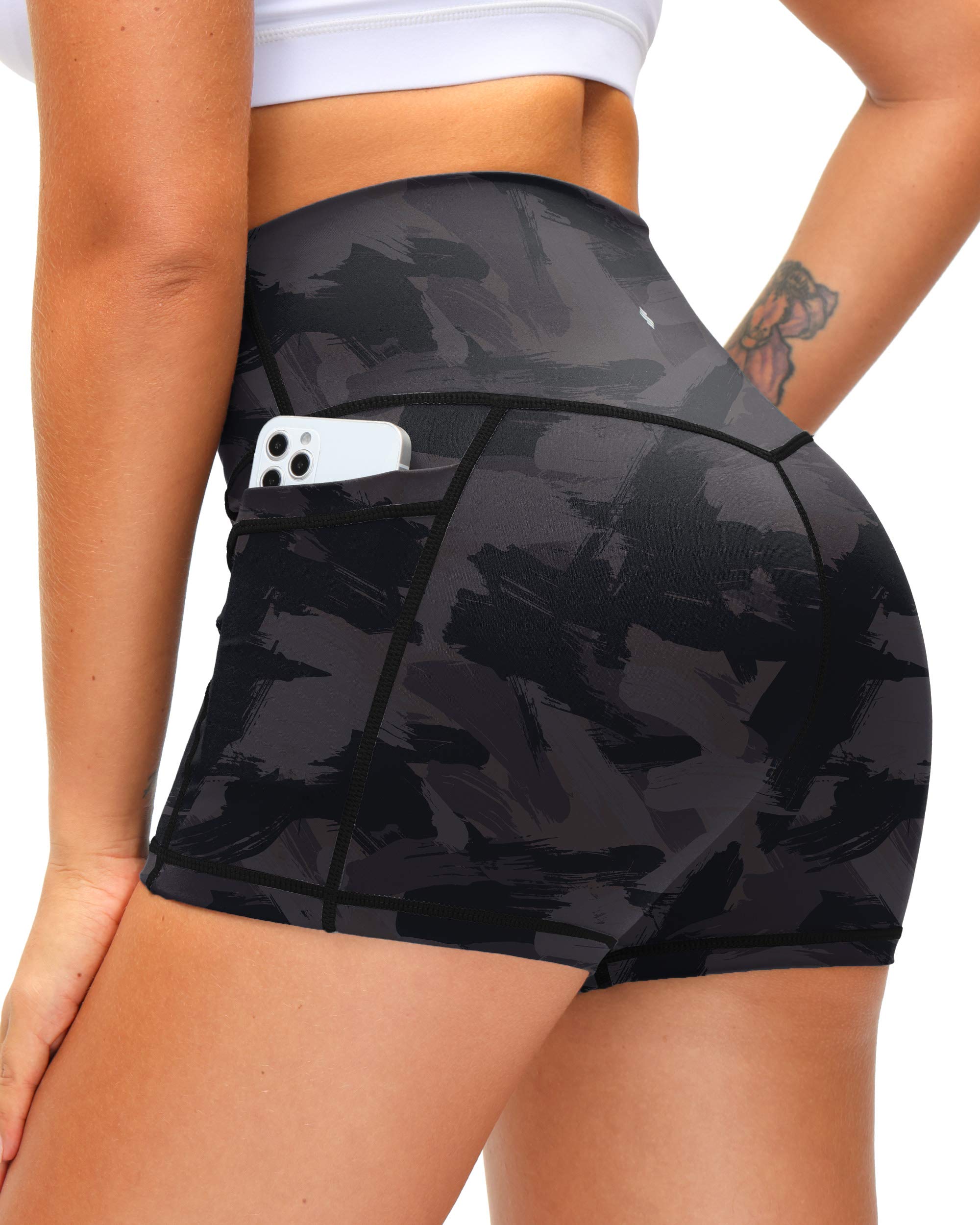 Women's High Waist Yoga Shorts with Side Pockets - Tummy Control Workout Shorts for Running, Gym & Cycling - 8