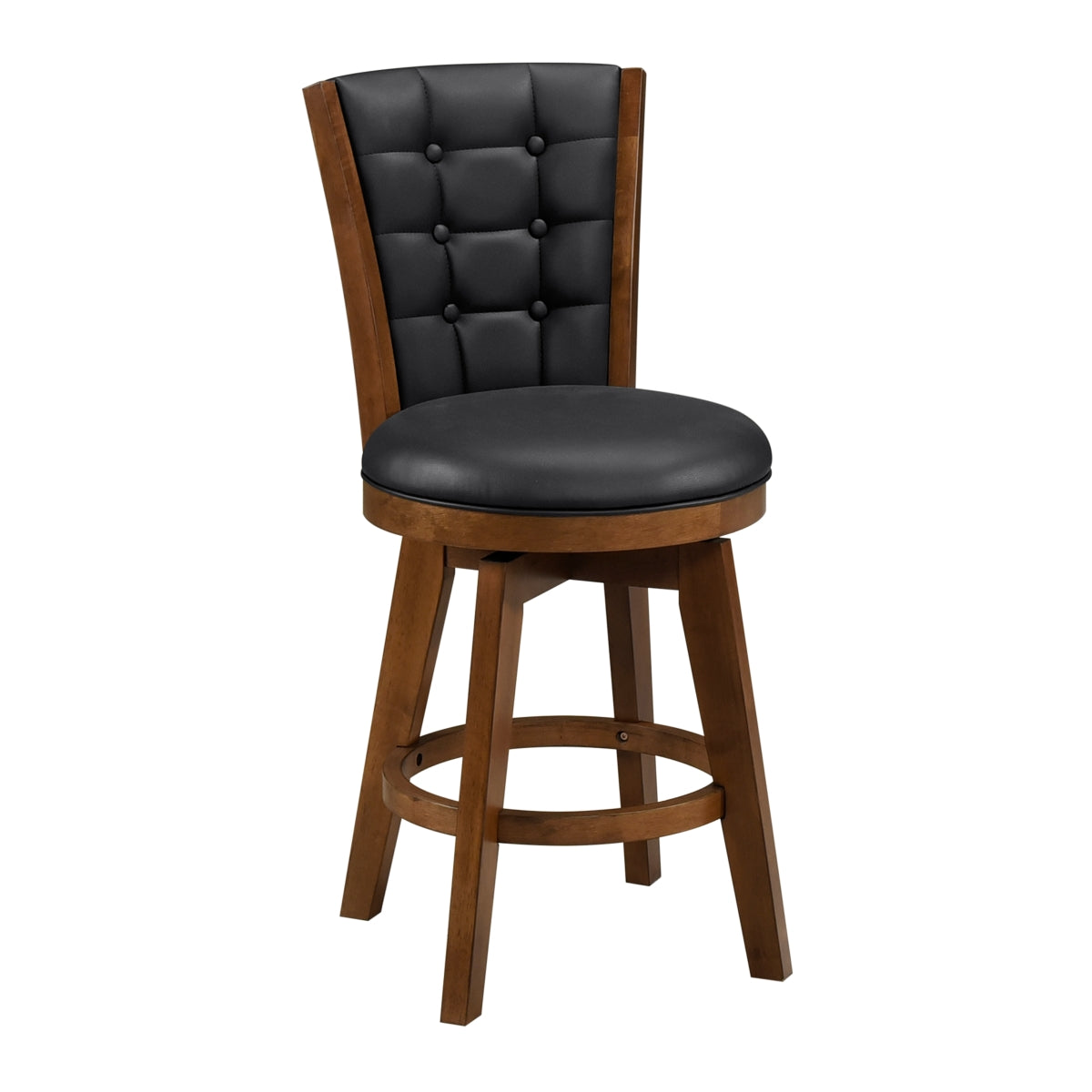 2 Pack Chestnut Swivel Bar Stools - Counter Height Adjustable Swivel Chairs for Kitchen Island, Breakfast Nook & Home Bar - Modern Espresso Brown Wooden Stools with Padded Seat