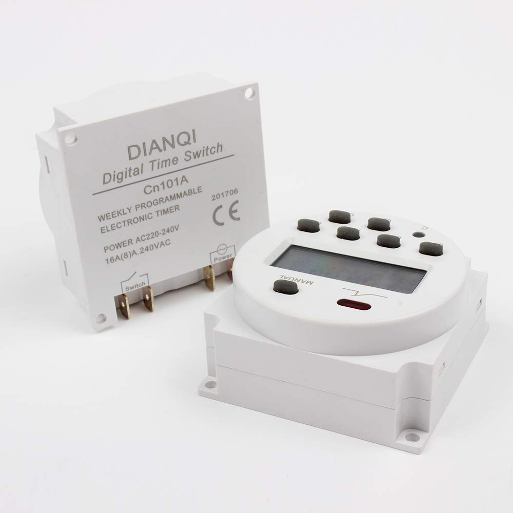 12V DC Programmable Timer Switch with LCD Display - Digital Electronic Time Relay for Indoor Use (White, 1-Pack) - Perfect for Home Automation, Lighting Control, and Appliance Scheduling