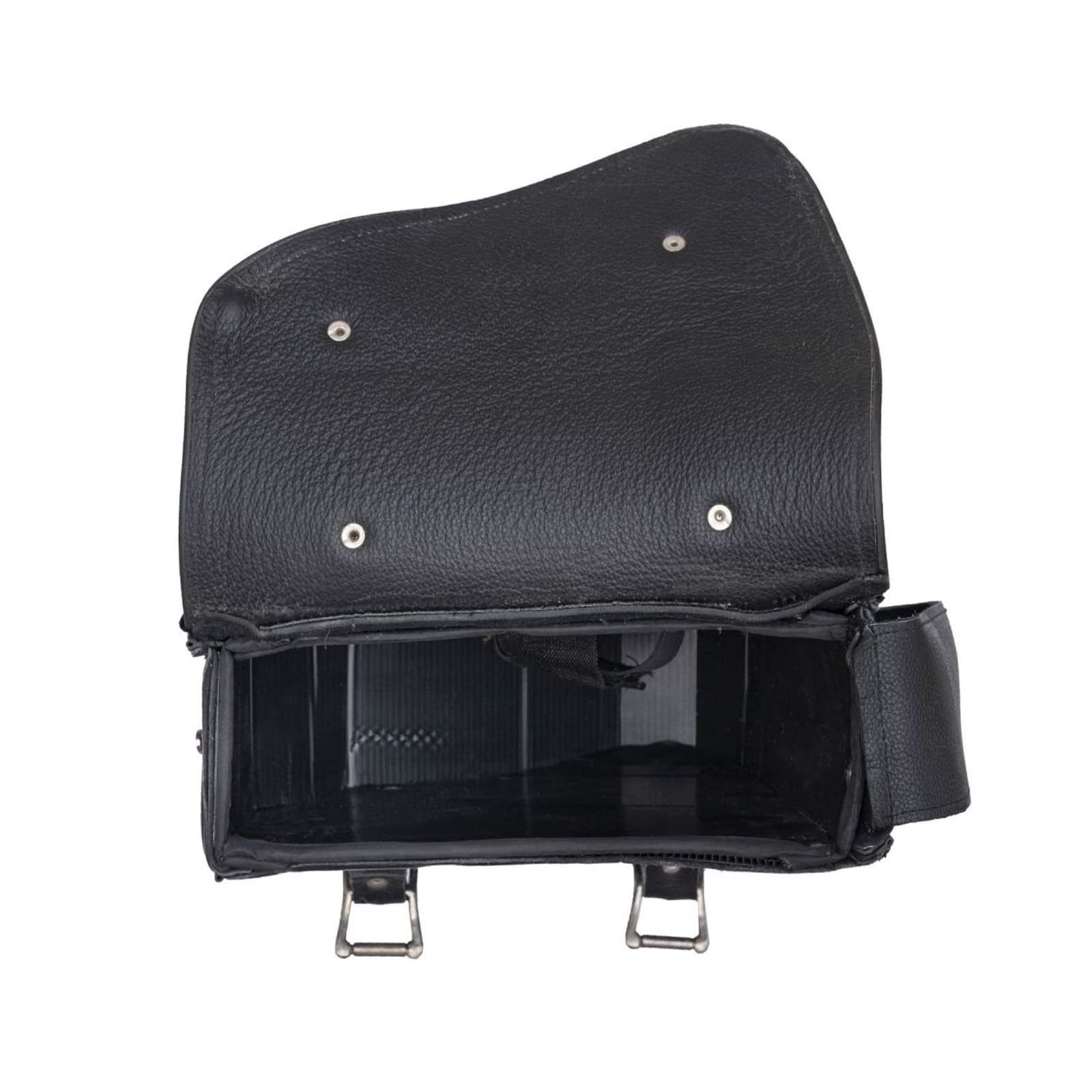 Premium Naked Leather Swing Arm Motorcycle Bag - Left Side Solo Saddle Bag for Softails & Choppers (Style-1, Black) | Durable Biker Gear for Road Trips & Daily Commuting