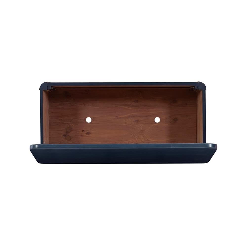 BOWERY HILL Modern Wood Rope Cedar Lined Storage Chest - Blue Decorative Trunk for Bedroom, Living Room & Nursery Organization | Rustic Home Decor Storage Solution