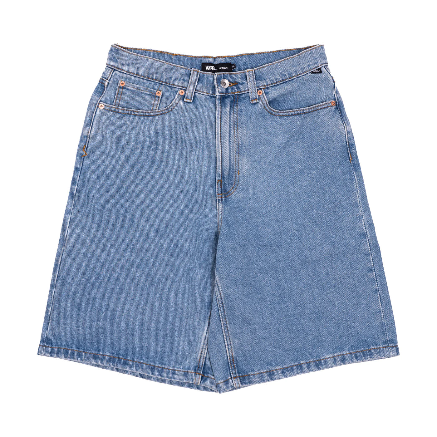 Vans Check 5 Baggy Denim Shorts for Men - Vintage Washed Loose Fit Denim Shorts | Casual Streetwear, Summer Outfits & Music Festivals