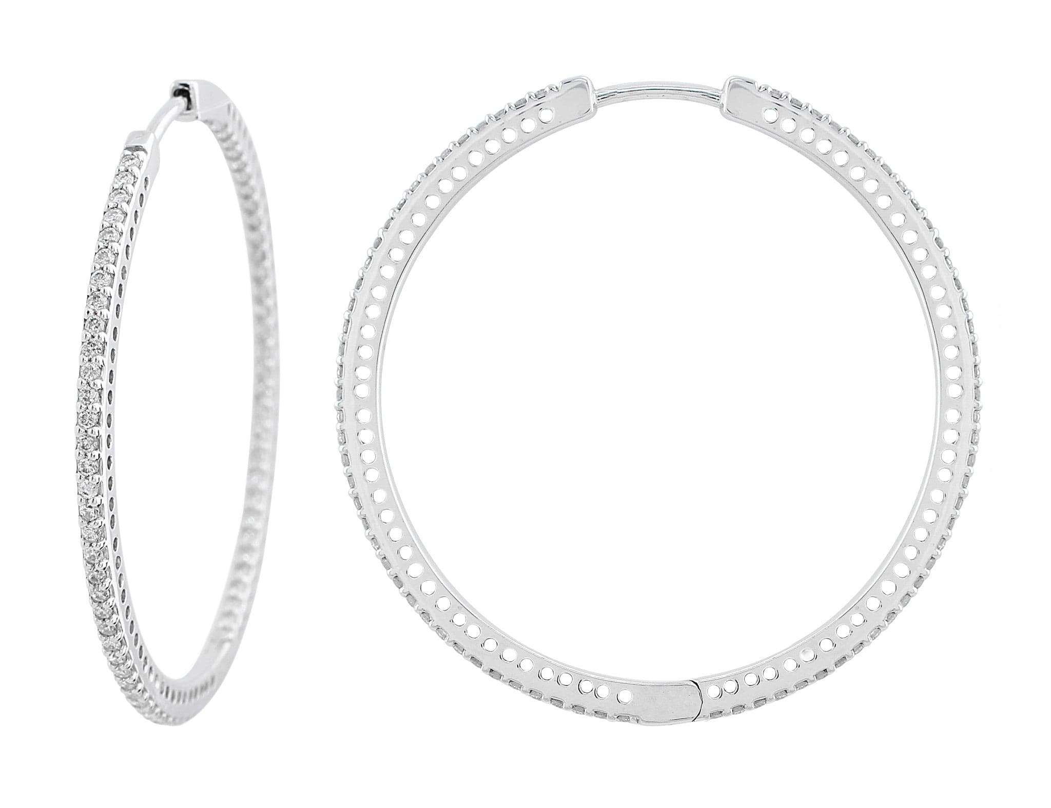 18K White Gold 1.25 Carat Diamond Hoop Earrings for Women - Elegant Dangle Earrings for Wedding, Party & Everyday Wear
