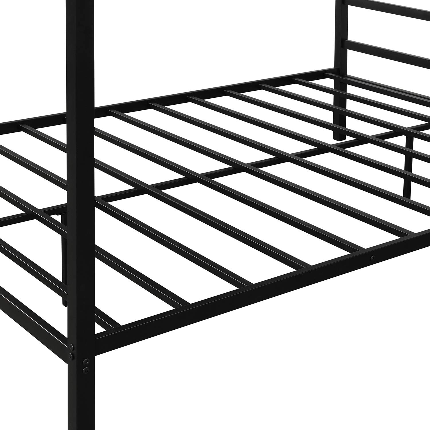 Elegant Black Metal Canopy Platform Bed Frame - Queen Size with Built-in Headboard, 500lbs Weight Capacity, No Box Spring Needed, Easy Assembly | Perfect for Modern Bedrooms, Guest Rooms & Dormitories