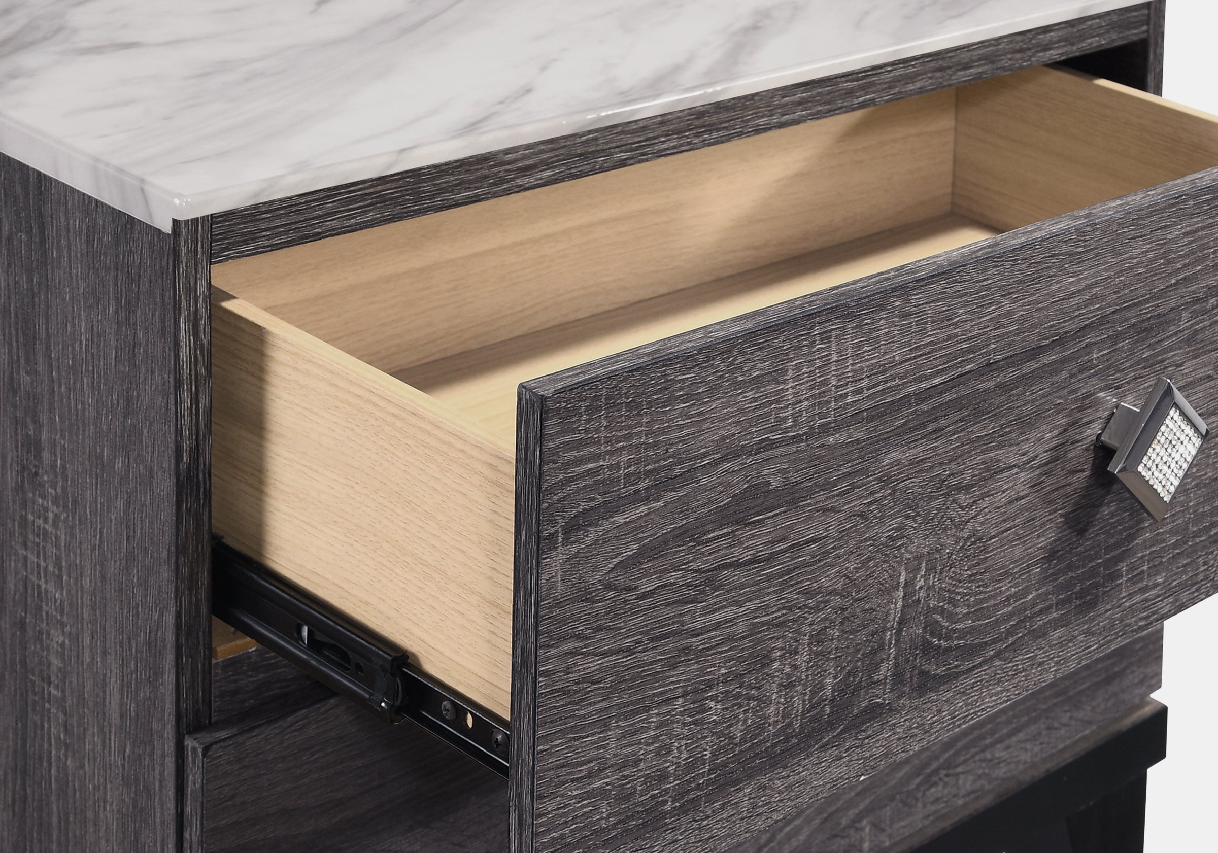 Amber 4-Drawer Dresser Chest - Grey & Black Wooden Storage Cabinet for Bedroom, Living Room, or Office Organization