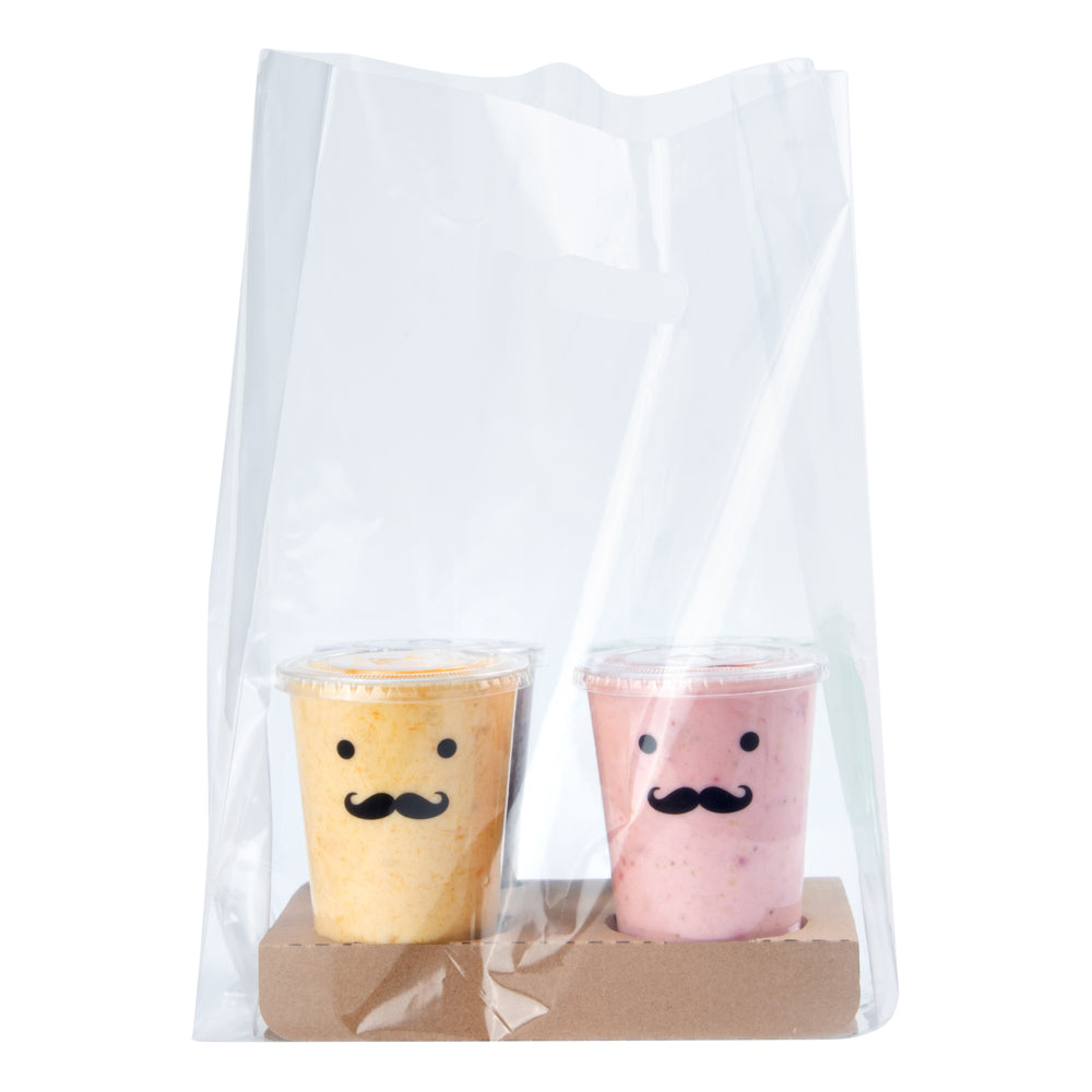 Clear Plastic Take Out Bags for 4-Cup Drink Carriers - 17.75