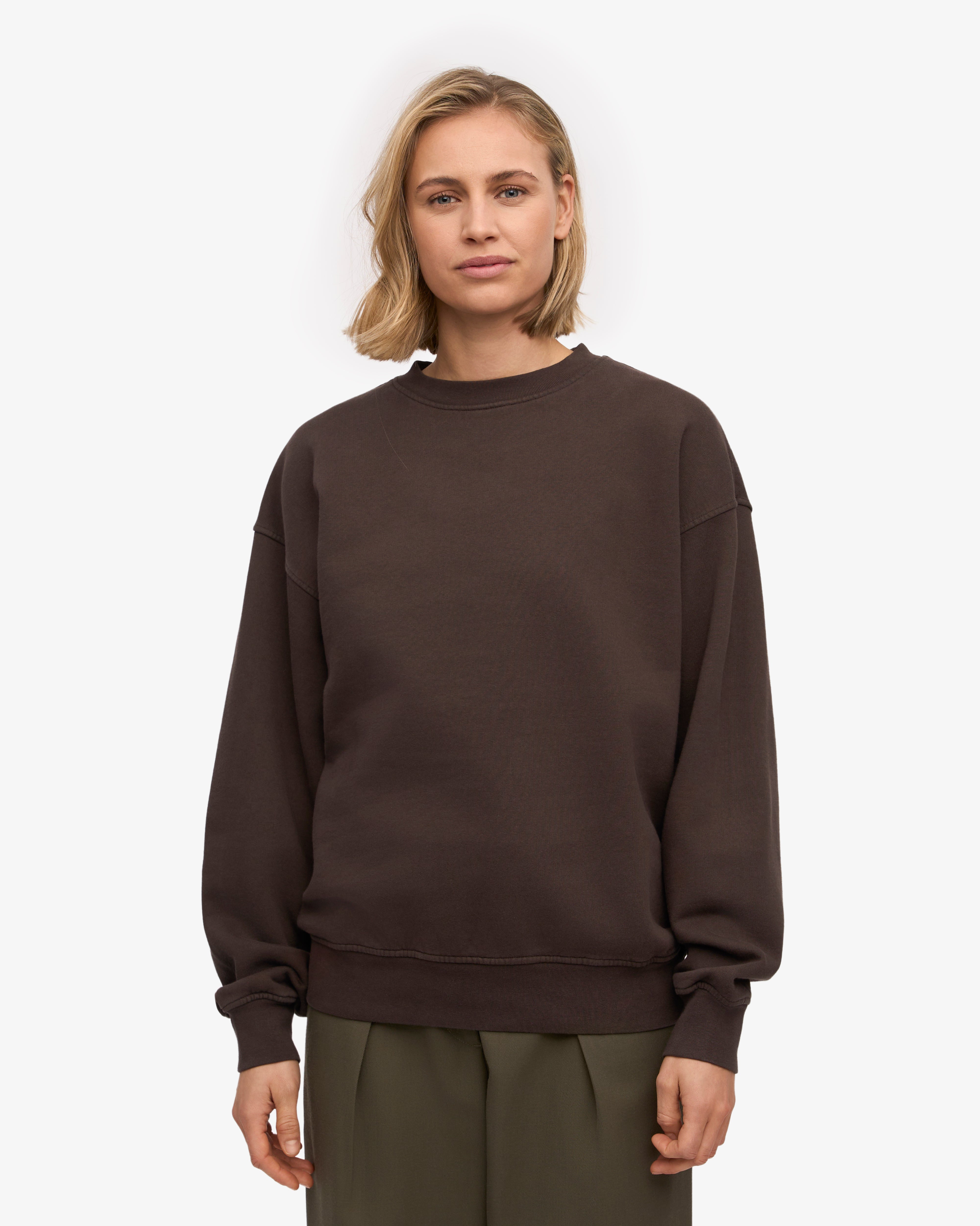 Organic Oversized Crewneck Sweatshirt - Coffee Brown | Soft & Comfortable Pullover for Men & Women | Perfect for Casual Wear, Lounge & Outdoor Activities