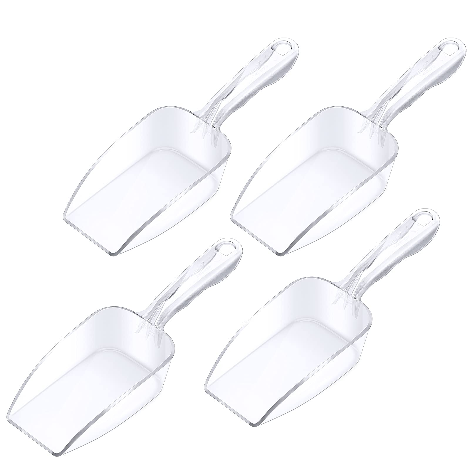 HESTYA 4-Piece Clear Plastic Multi-Purpose Scoop Set - 9.25 Inch Candy, Ice Cream, Protein Powder, Coffee & Tea Scooper for Buffets, Kitchens & Food Service