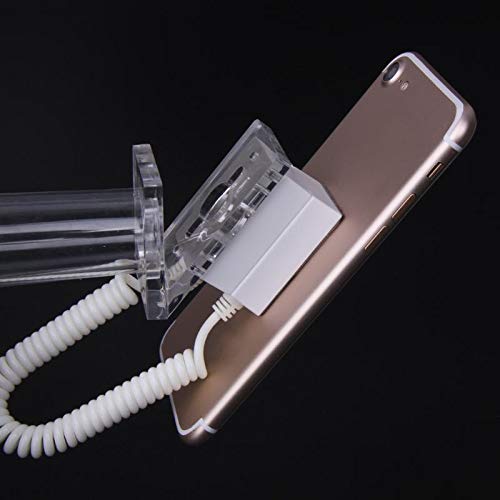 Oval Transparent Anti-Theft Phone Stand with Spring Cable - Secure Mobile Phone Display Holder for Retail Stores, Countertops & Trade Shows