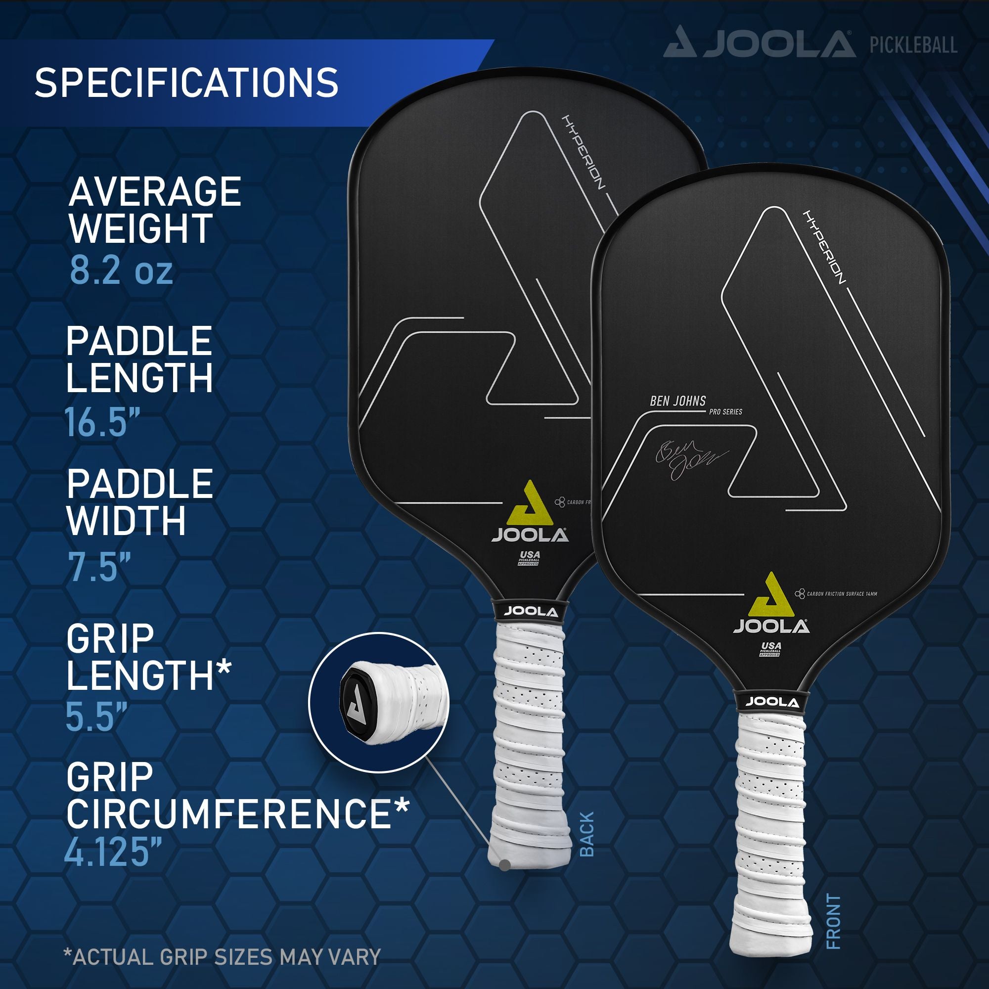 JOOLA Ben Johns Hyperion CFS Pickleball Paddle - Carbon Fiber Surface for Power & Control - Perfect for Competitive Play & Tournaments
