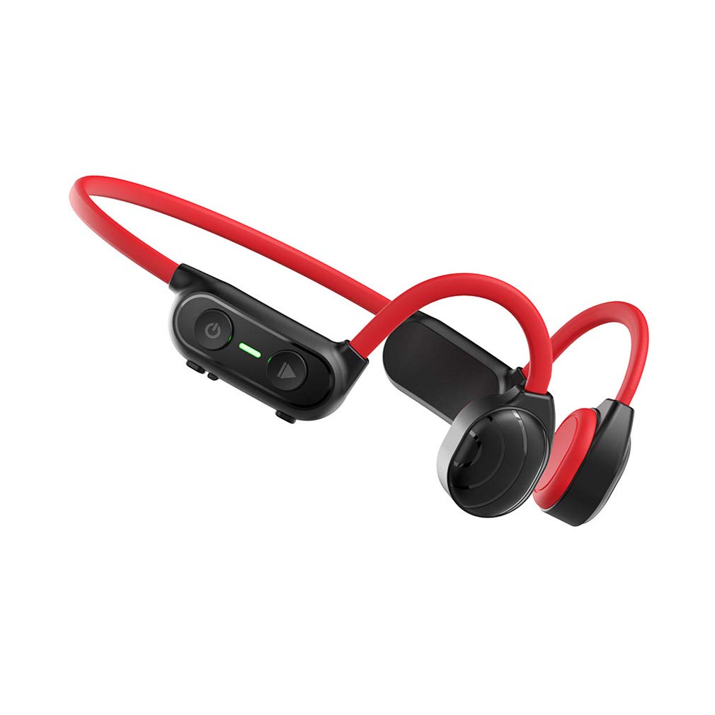 Bluetooth 5.0 Wireless Bone Conduction Headphones with Mic - IP56 Waterproof Sports Headset for Running, Cycling, Driving - Comfortable Neckband Design (Red) | Perfect for Gym Workouts, Outdoor Activities & Daily Commute