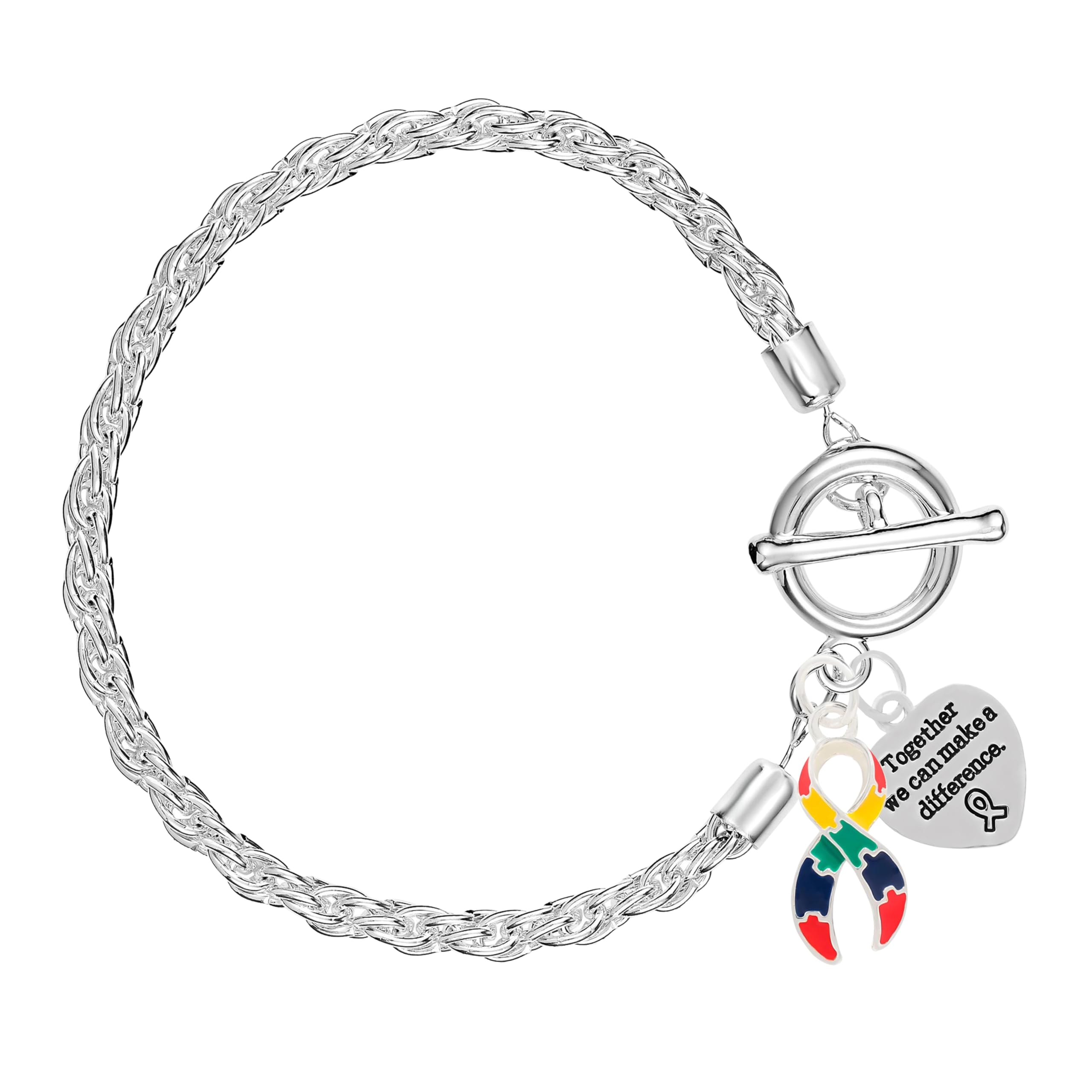 Autism Awareness Charm Bracelets with Accent String - Fundraising & Support for Autism & Asperger's Causes | Inspirational 
