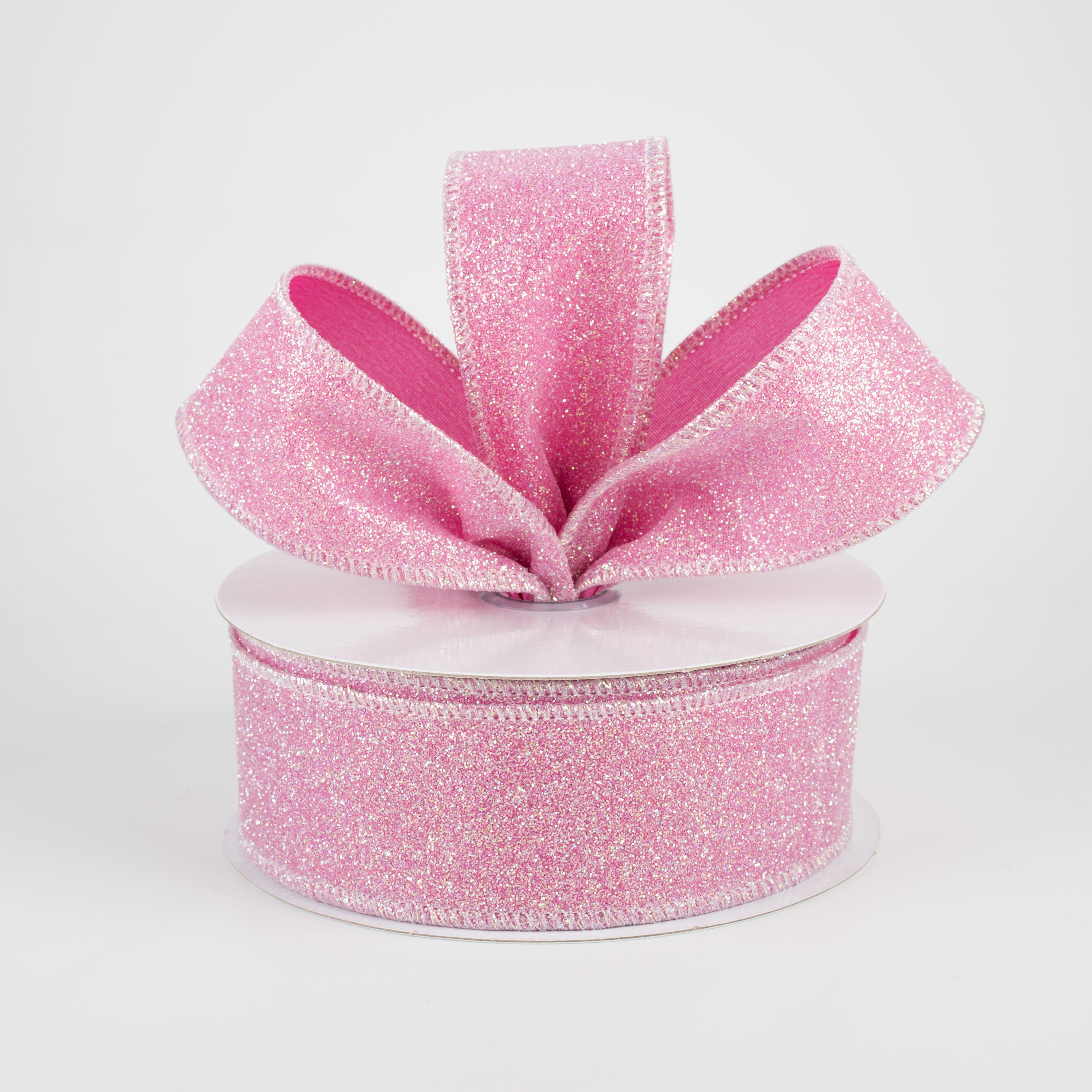 1.5 Inch Iridescent Glitter Satin Ribbon - Pink (10 Yards) for Gift Wrapping, DIY Crafts, Hair Bows, Wedding Decorations & Party Favors