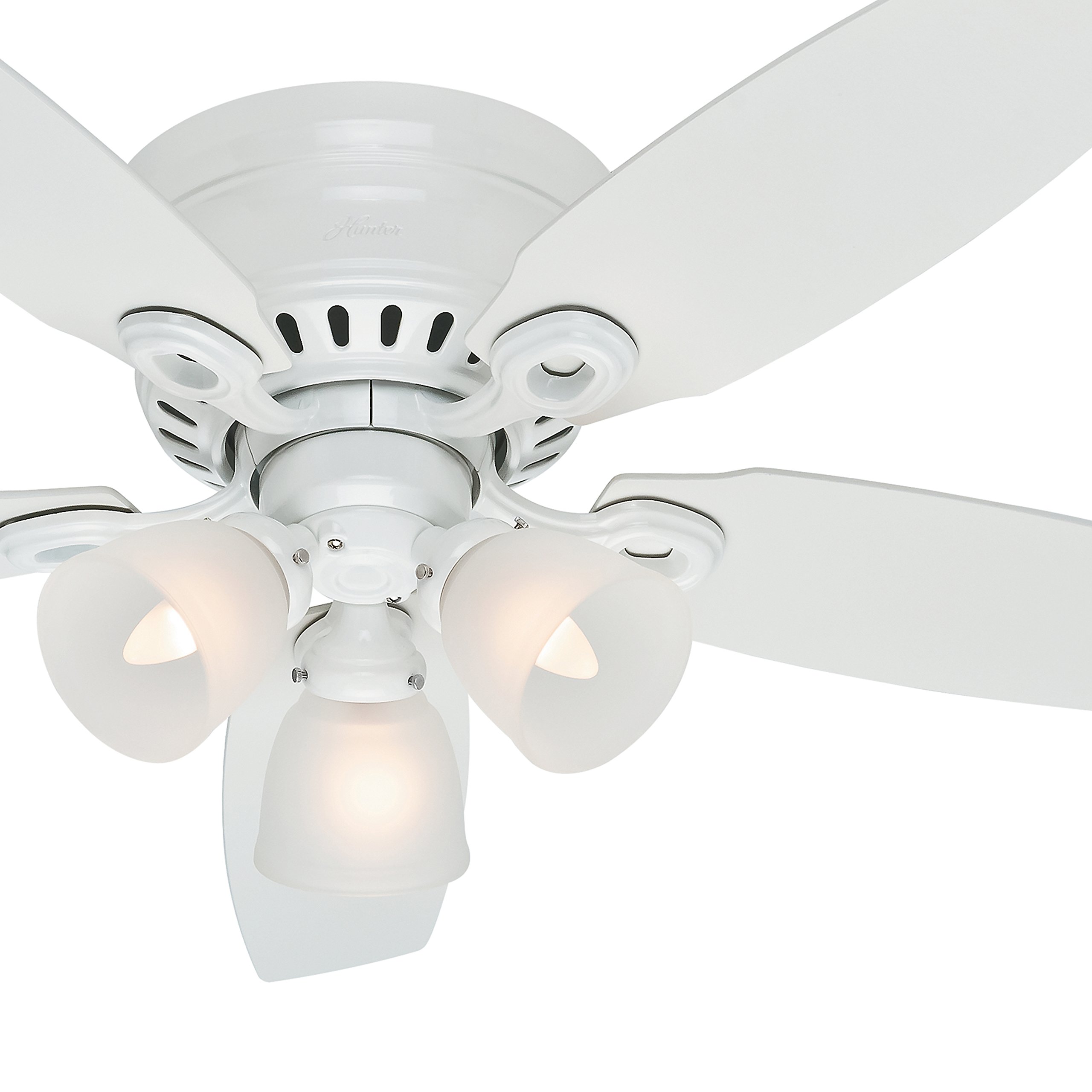 Hunter Fan 46 Inch Snow White Finish Ceiling Fan with Clear Frosted Glass Light Kit - Energy Efficient Indoor Cooling Fan for Living Room, Bedroom, Office (Renewed) - Perfect for Home, Apartment and Commercial Spaces