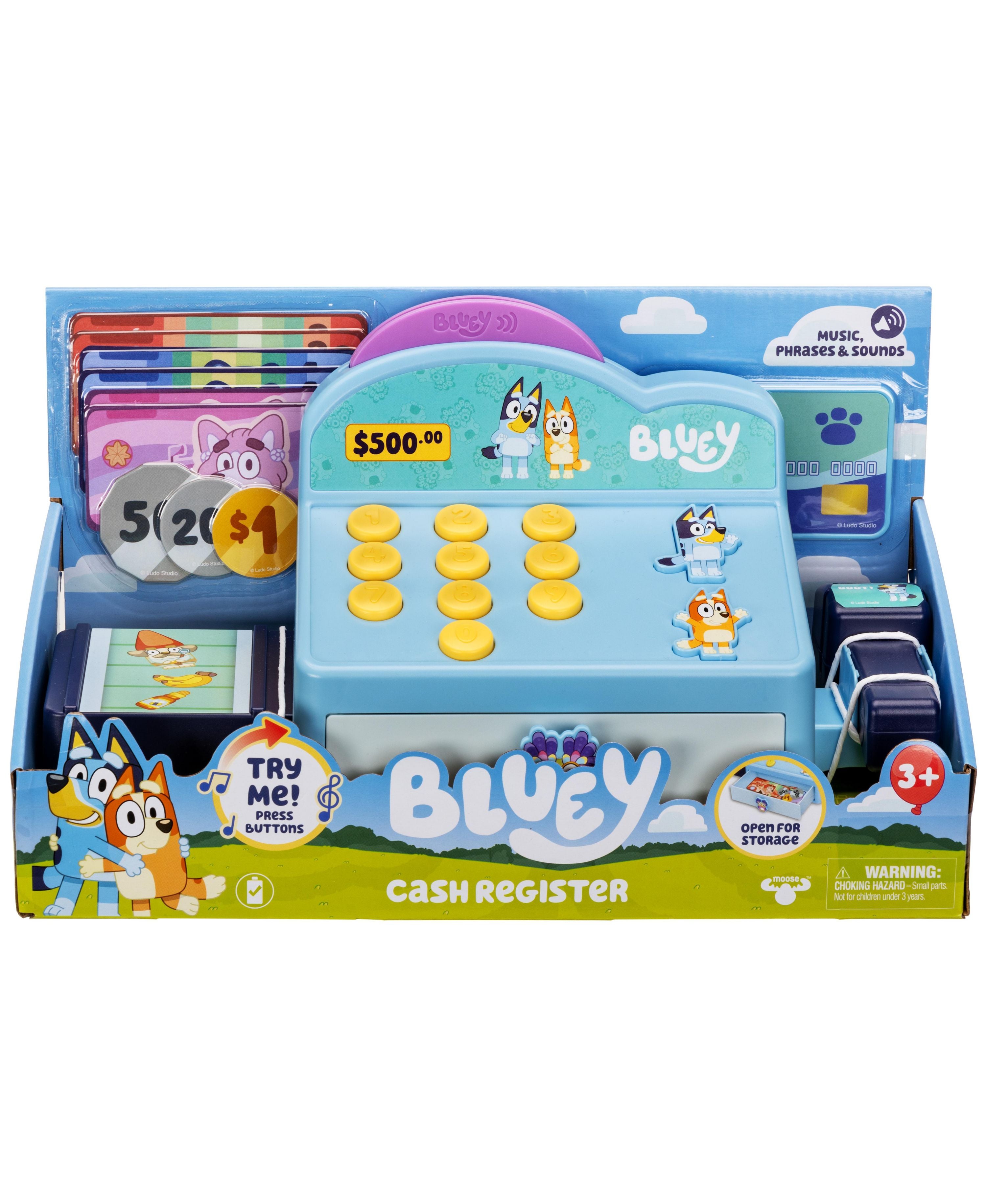 Bluey S11 Interactive Role Play Cash Register Toy for Kids - Pretend Play Store with Sounds & Lights - Perfect for Imaginative Play & Learning Counting Skills
