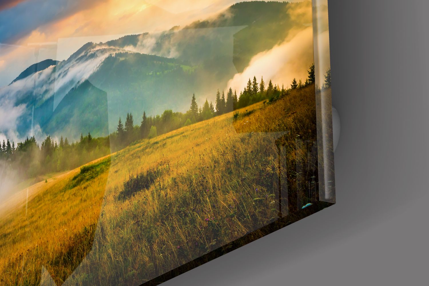 Mountain Glass Wall Art - Handmade Nature-Inspired Decor for Living Room, Bedroom & Office - Perfect for Home & Office Decor
