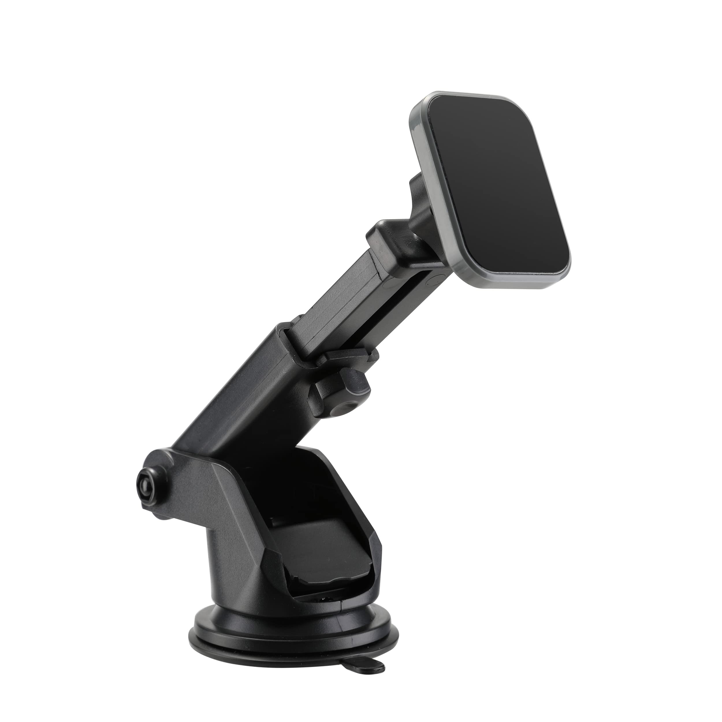 LAX Gadgets Magnetic Phone Holder for Car - Adjustable Car Phone Mount with Strong Suction Cup for Windshield & Dashboard - Universal Smartphone Car Accessories for iPhone, Samsung, Google Pixel - Perfect for Driving, Navigation & Hands-Free Calls (Black, ADJMAG)