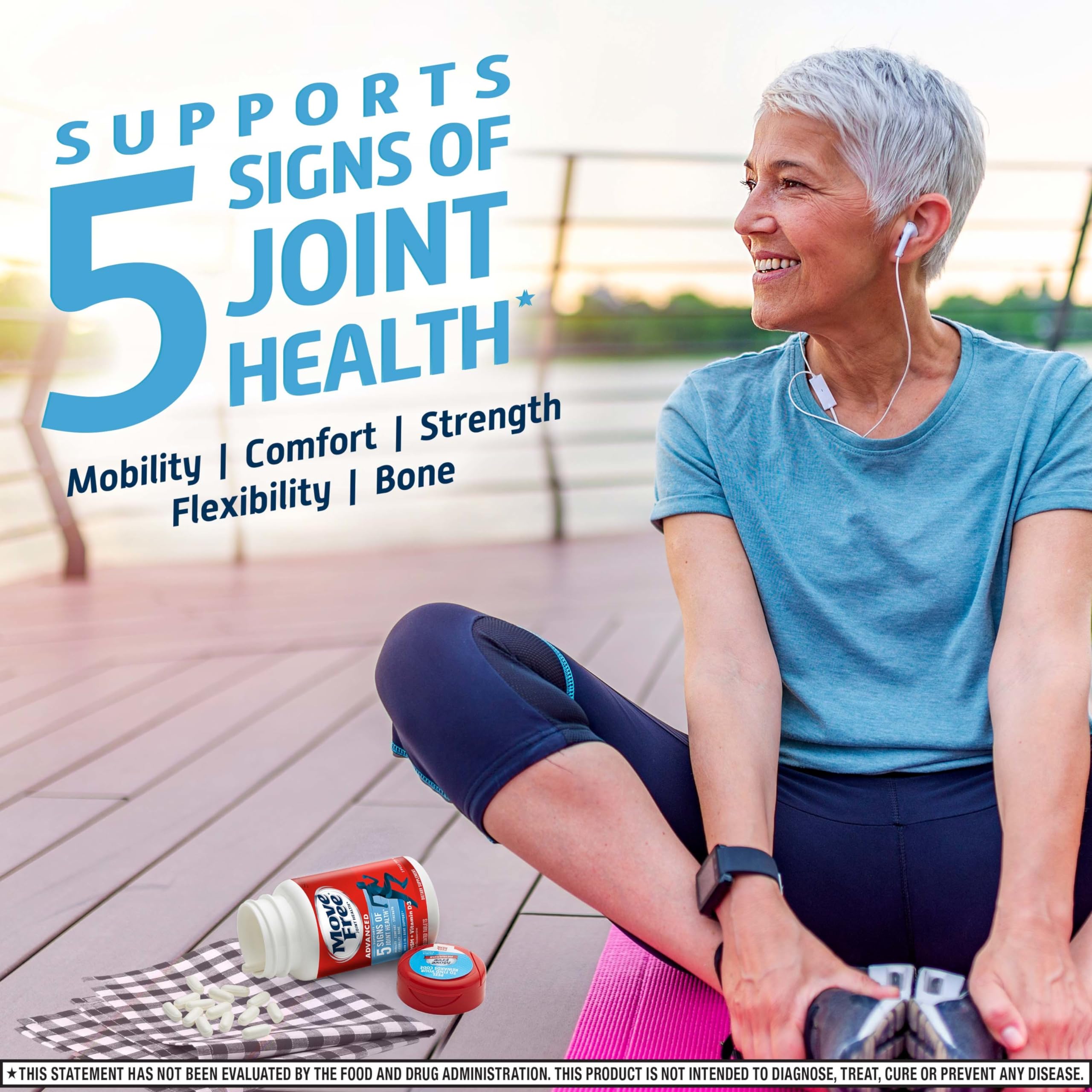 Move Free Advanced Glucosamine Chondroitin MSM + Vitamin D3 Joint Support Supplement - Supports Mobility, Comfort, Strength & Flexibility - Promotes Bone & Immune Health - 360 Tablets (3x120ct) - Ideal for Active Adults, Athletes & Seniors for Joint Care & Daily Wellness