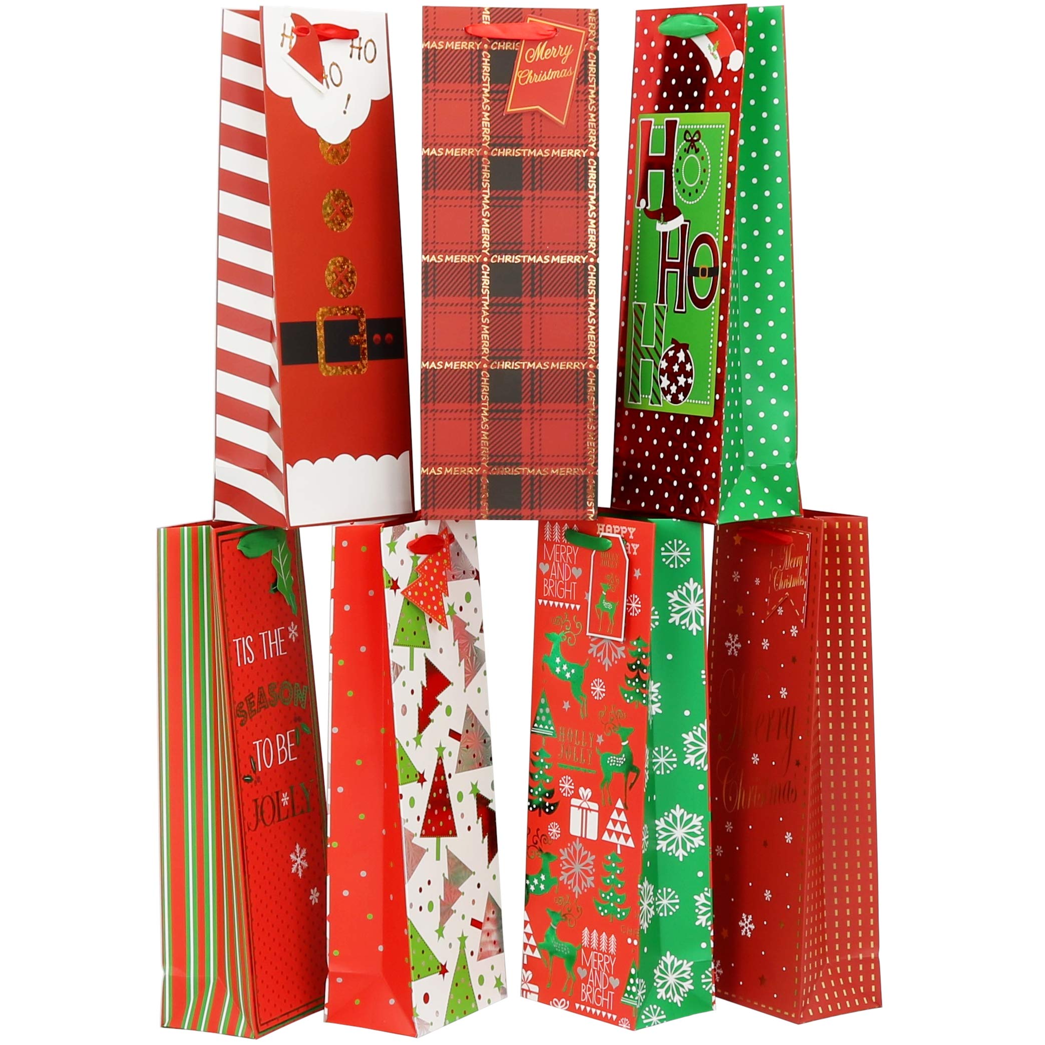 Premium Heavy-Duty Christmas Wine Bottle Gift Bags - 6 Pack Set for Holiday Gifting, Party Favors & Festive Celebrations