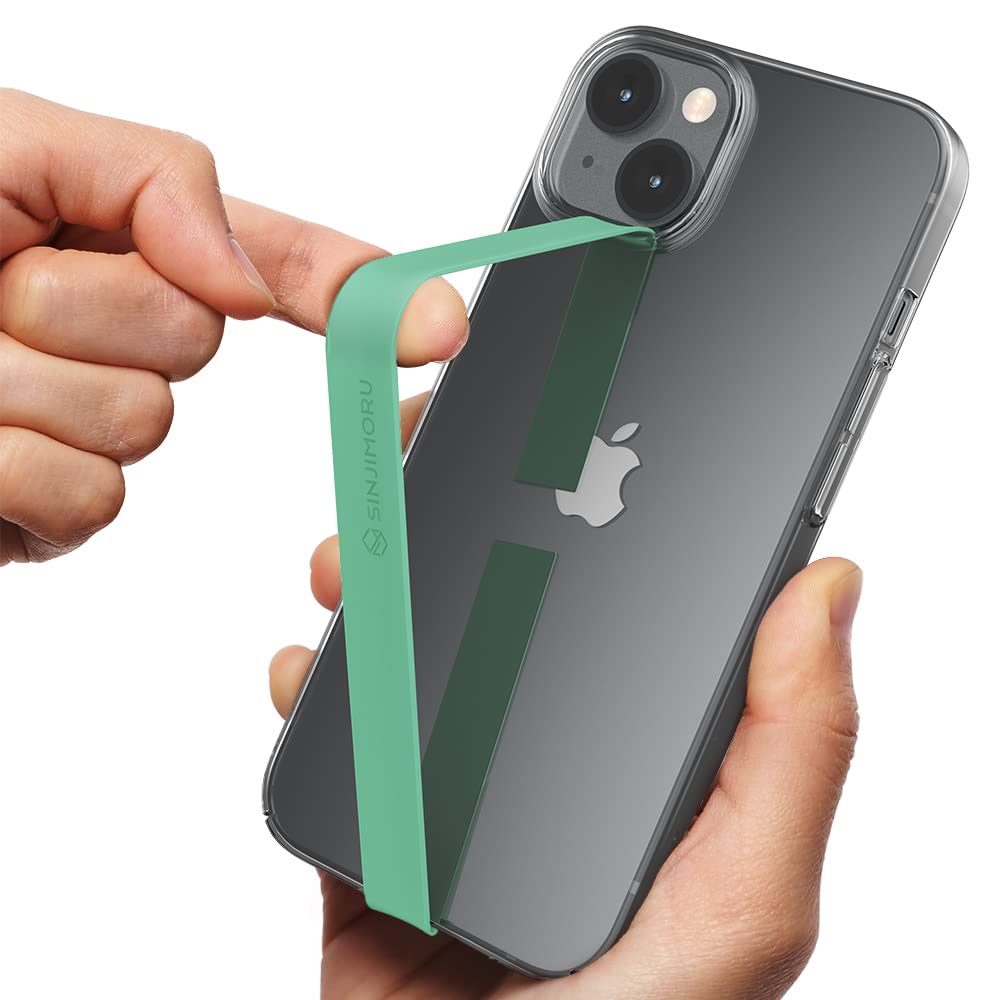 Sinjimoru Stretchable Silicone Phone Strap - Flexible Elastic Grip Holder for iPhone & Android - Secure Phone Loop with Finger Grip & Wireless Charging Support (Mint Green) - Perfect for Gym, Running, Travel & Everyday Use