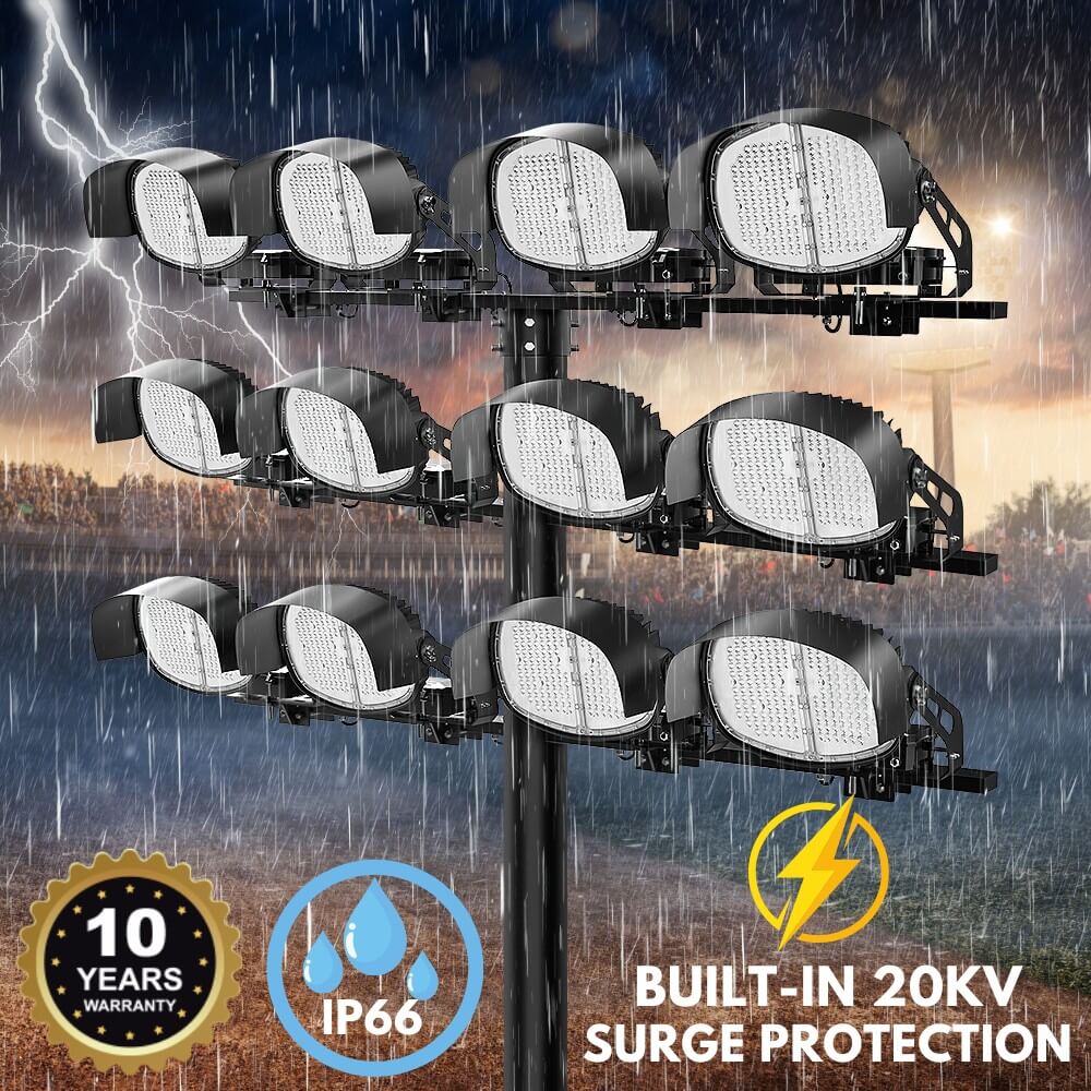 Konlite VEGA Premium 600W LED Stadium Light - 95,000 Lumens, 5700K Daylight White, 200-480V, Equivalent to 1500W Metal Halide - 10 Year Warranty - Perfect for Outdoor Sports Fields, Arenas, Parking Lots & Large Area Lighting