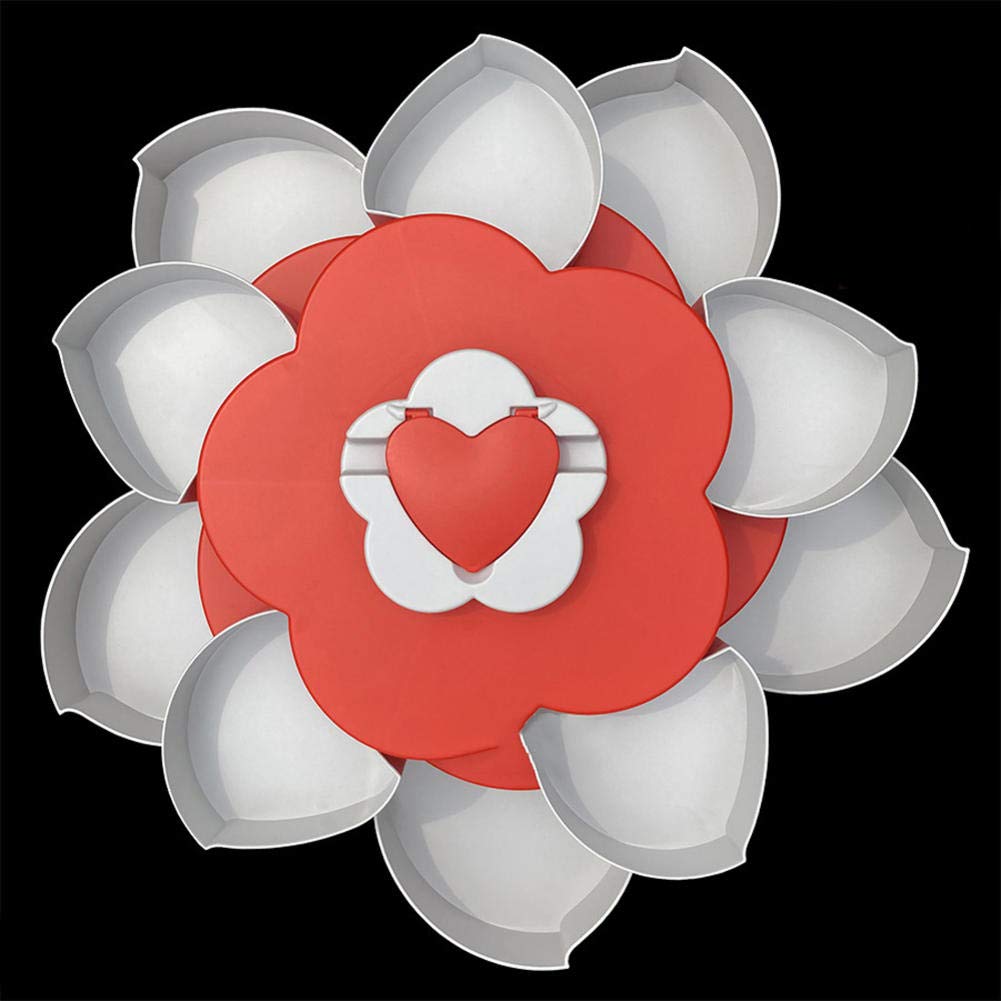 Rotating Petal Cake Tray - 2-Tier Snack Organizer for Fruits, Nuts & Candy Storage