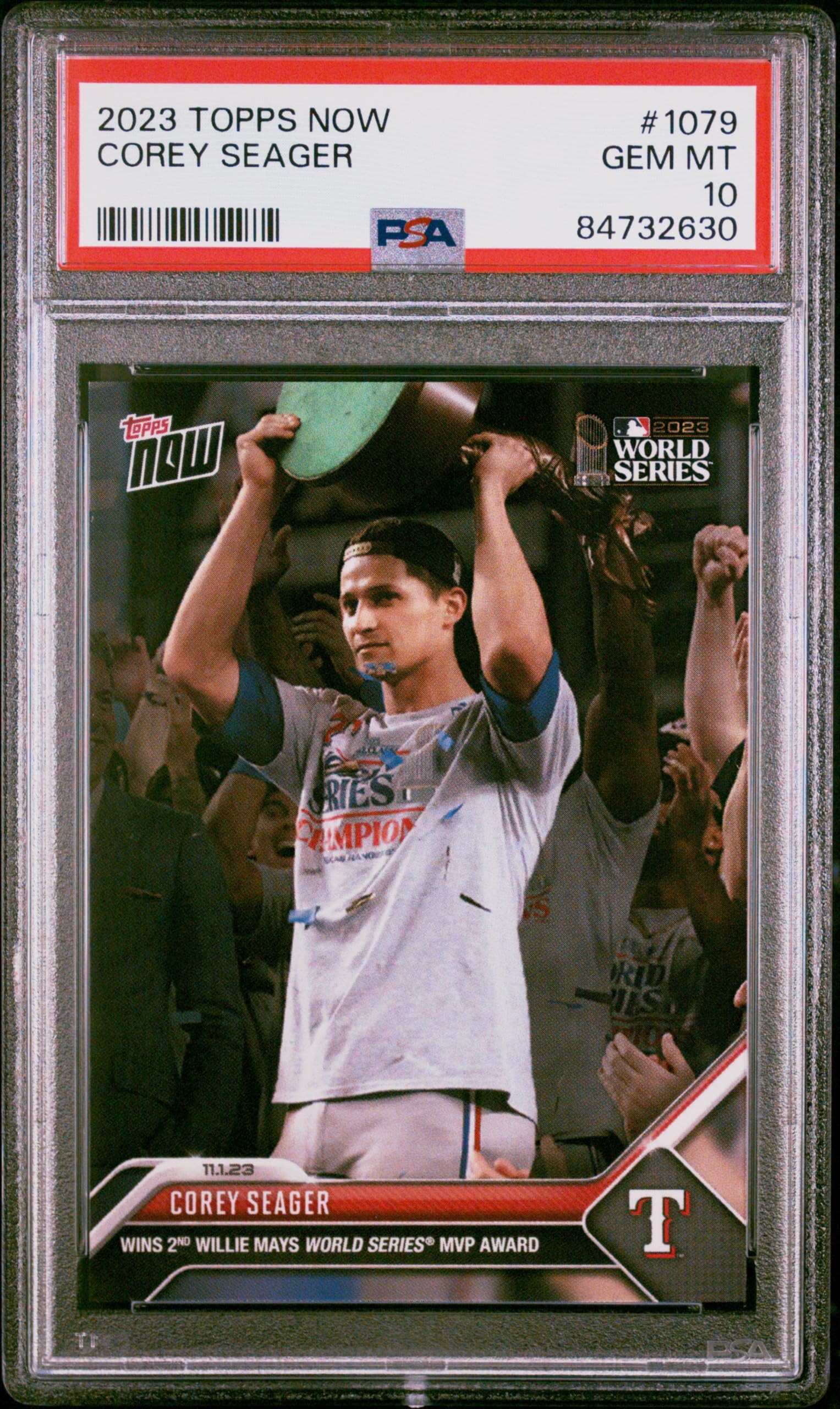 Corey Seager 2023 Topps Now World Series MVP Baseball Card #1079 PSA 10 Gem Mint - Collectible Sports Memorabilia for Baseball Fans and Card Collectors