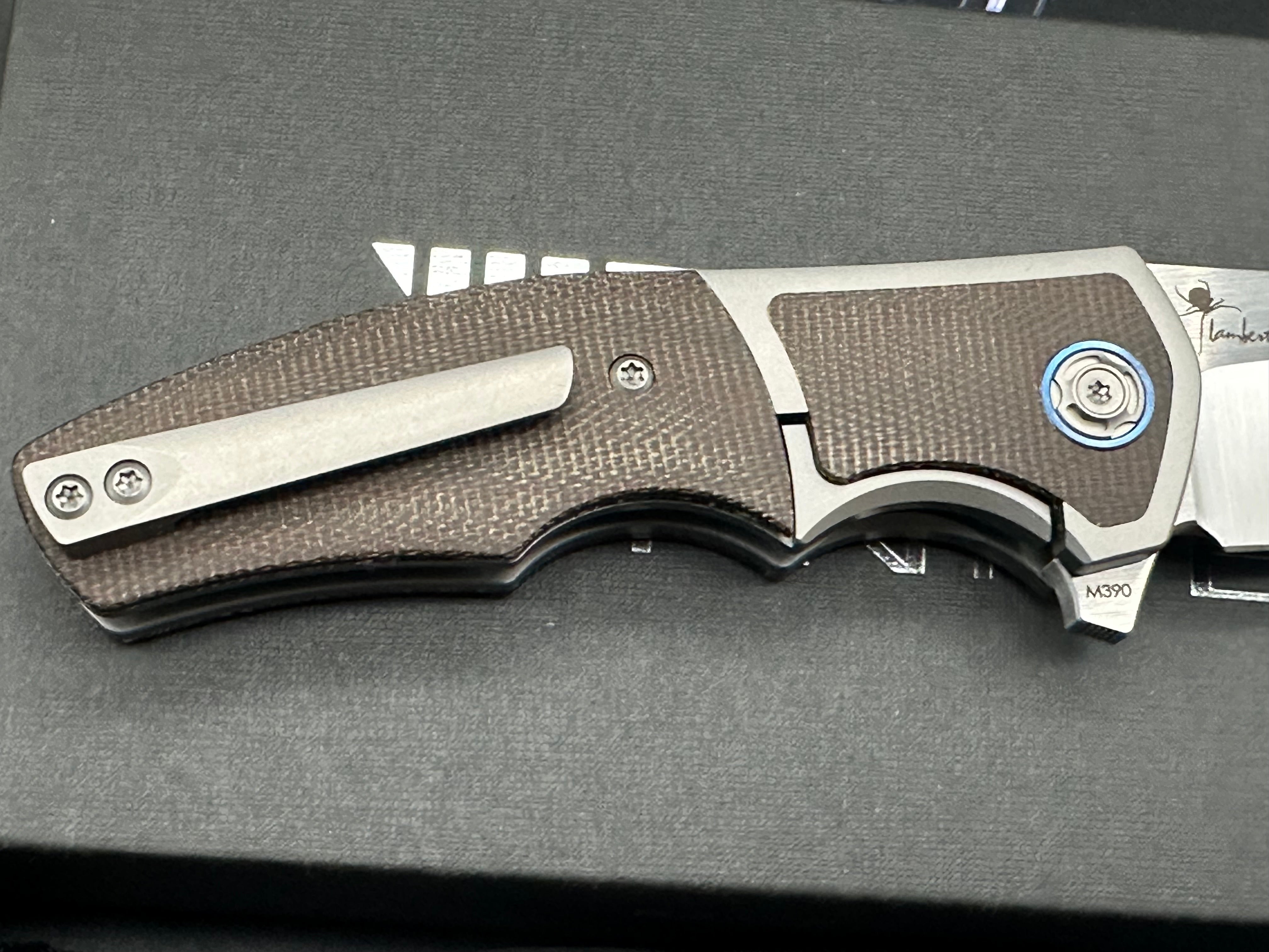 Reate Kirby Mini Crossroads Folding Knife - M390 Steel Blade, Titanium & Green Micarta Handle - EDC Pocket Knife for Camping, Hiking, and Outdoor Survival