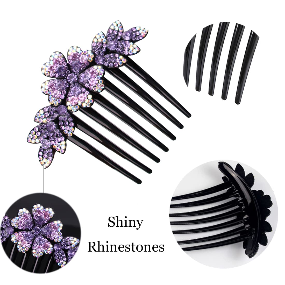 Yusier 2 PCS Crystal Pearl Rhinestone Hair Combs for Women - Elegant Bridal Wedding Hair Accessories - Perfect for Updos, Side Hairstyles & Special Occasions