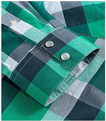 Men's Western Snap Button Plaid Long Sleeve Shirt - Regular Fit Casual Wear for Cowboy Style, Ranch Work & Country Music Events