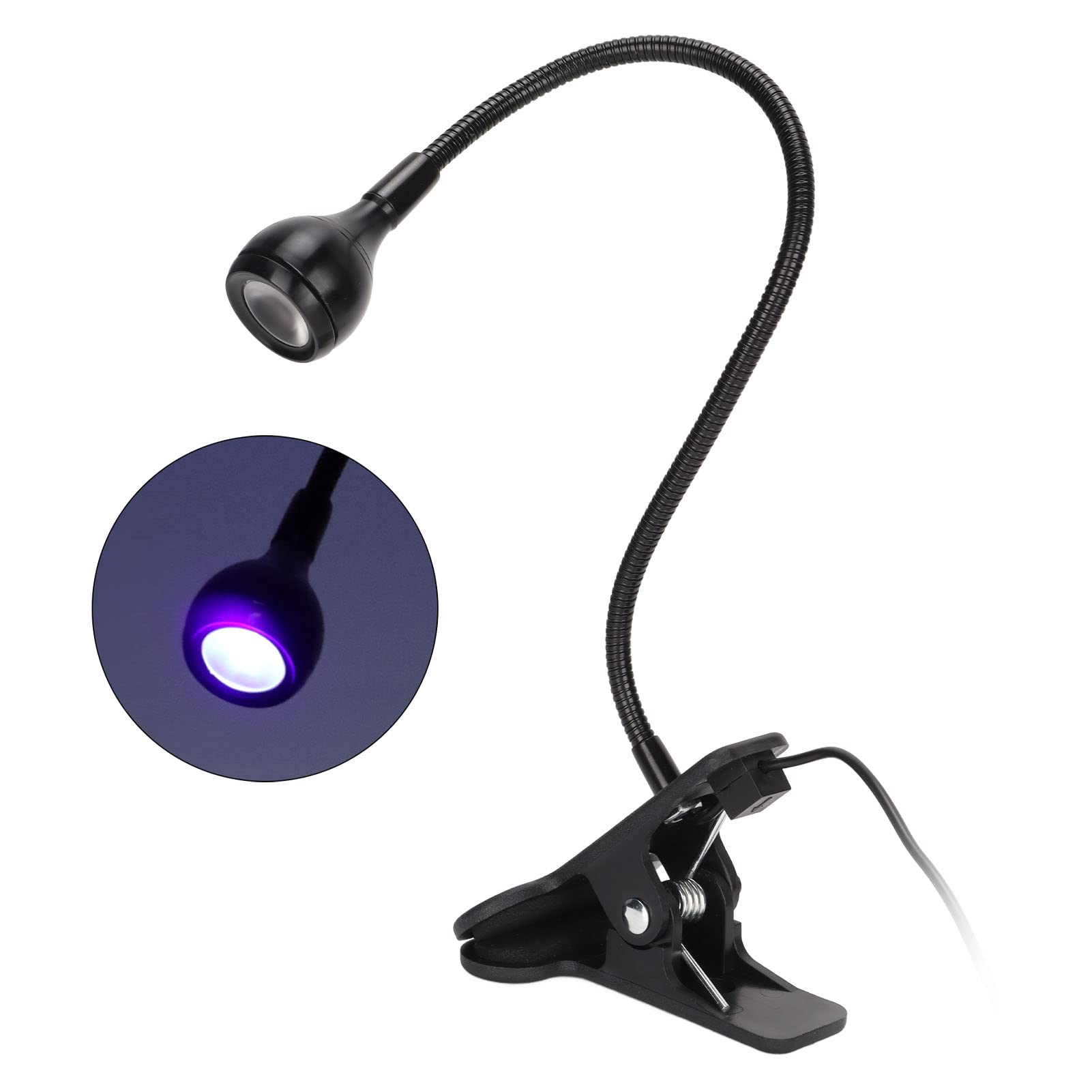 Yissone 3W UV Glue Curing Lamp with Adjustable Gooseneck - USB LED Purple Light for Nail Art, Jewelry & Phone Repair - Aluminum Alloy UV Light with Clip & Control Switch